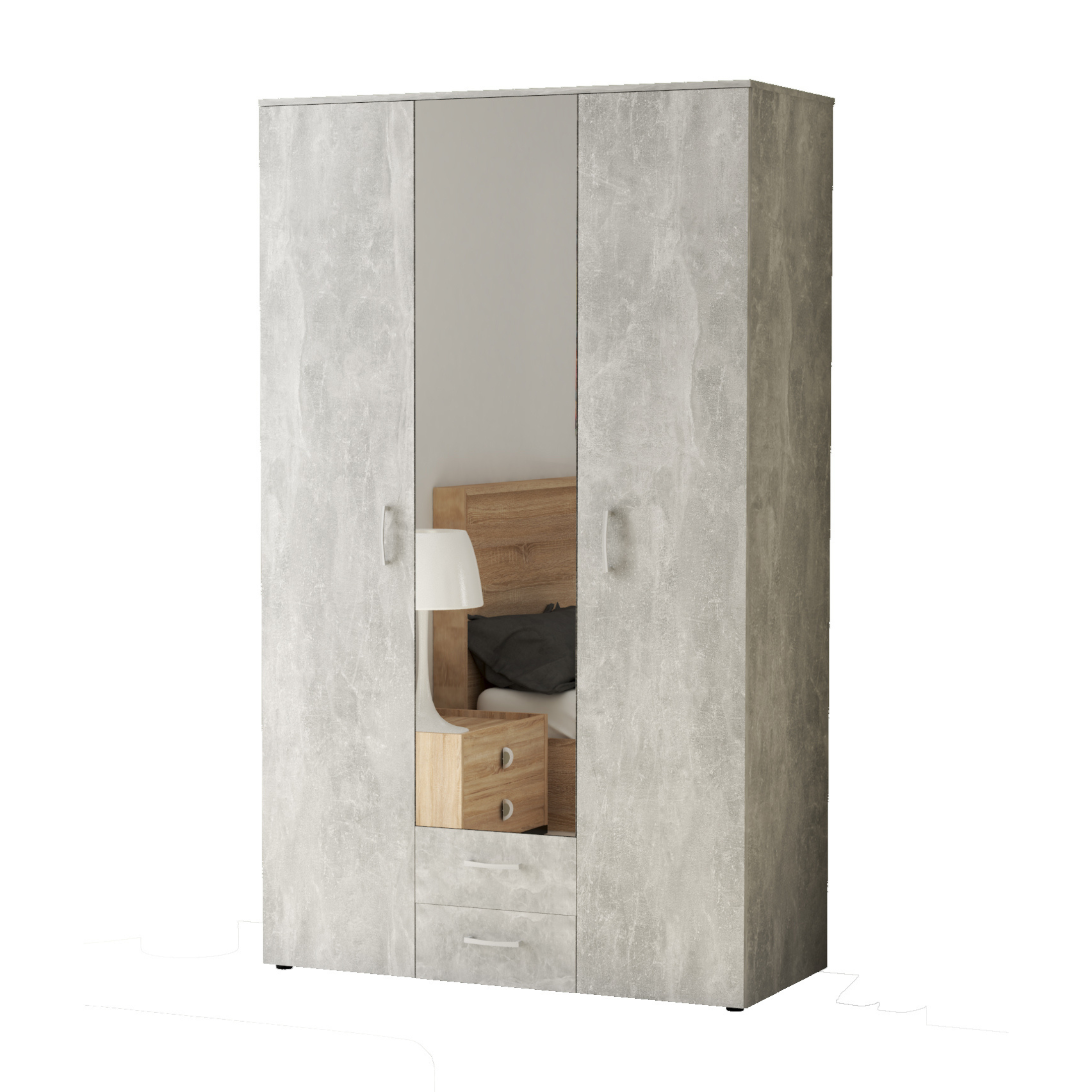 Armadio guardaroba in legno "Bed" con specchio cm 121x54 200h