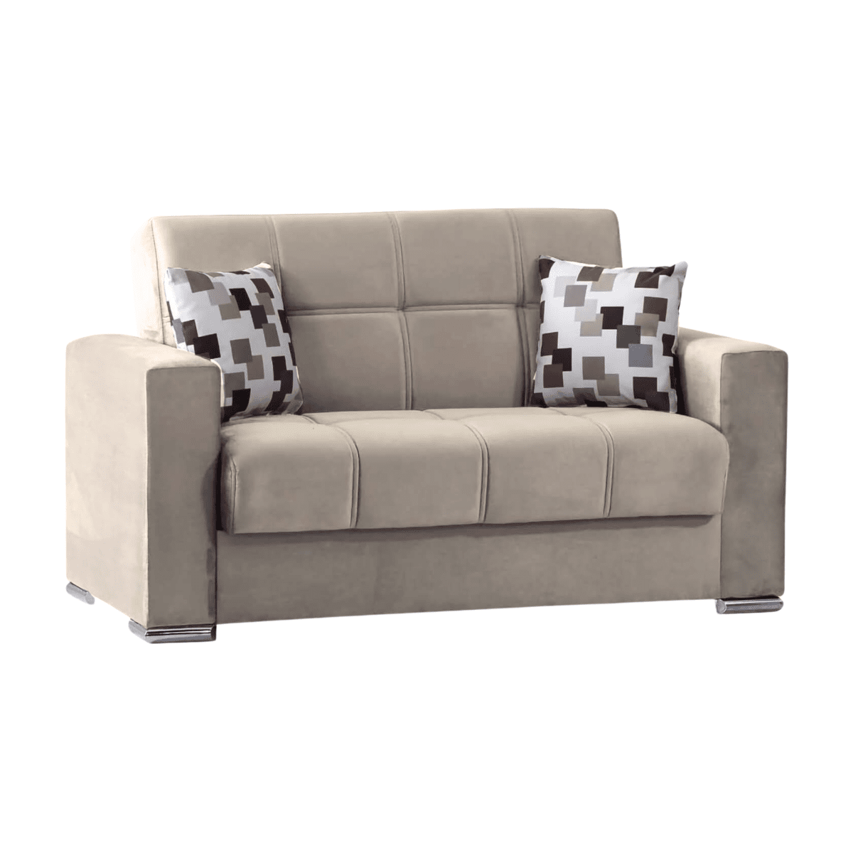 Divano 2 posti contenitore "Alba" in tessuto con piedi cromati cm 158x85 92h - MondoViro