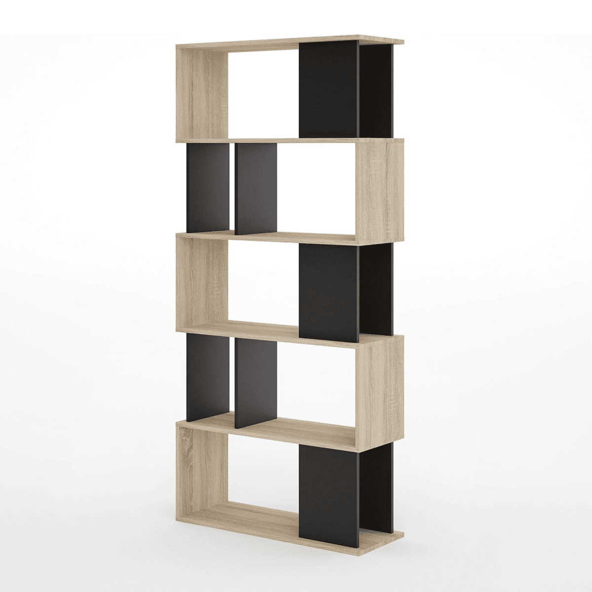 Libreria moderna alta a giorno "Maze" 5 ripiani in legno da soggiorno cm 80x29,5 173,5h - MondoViro