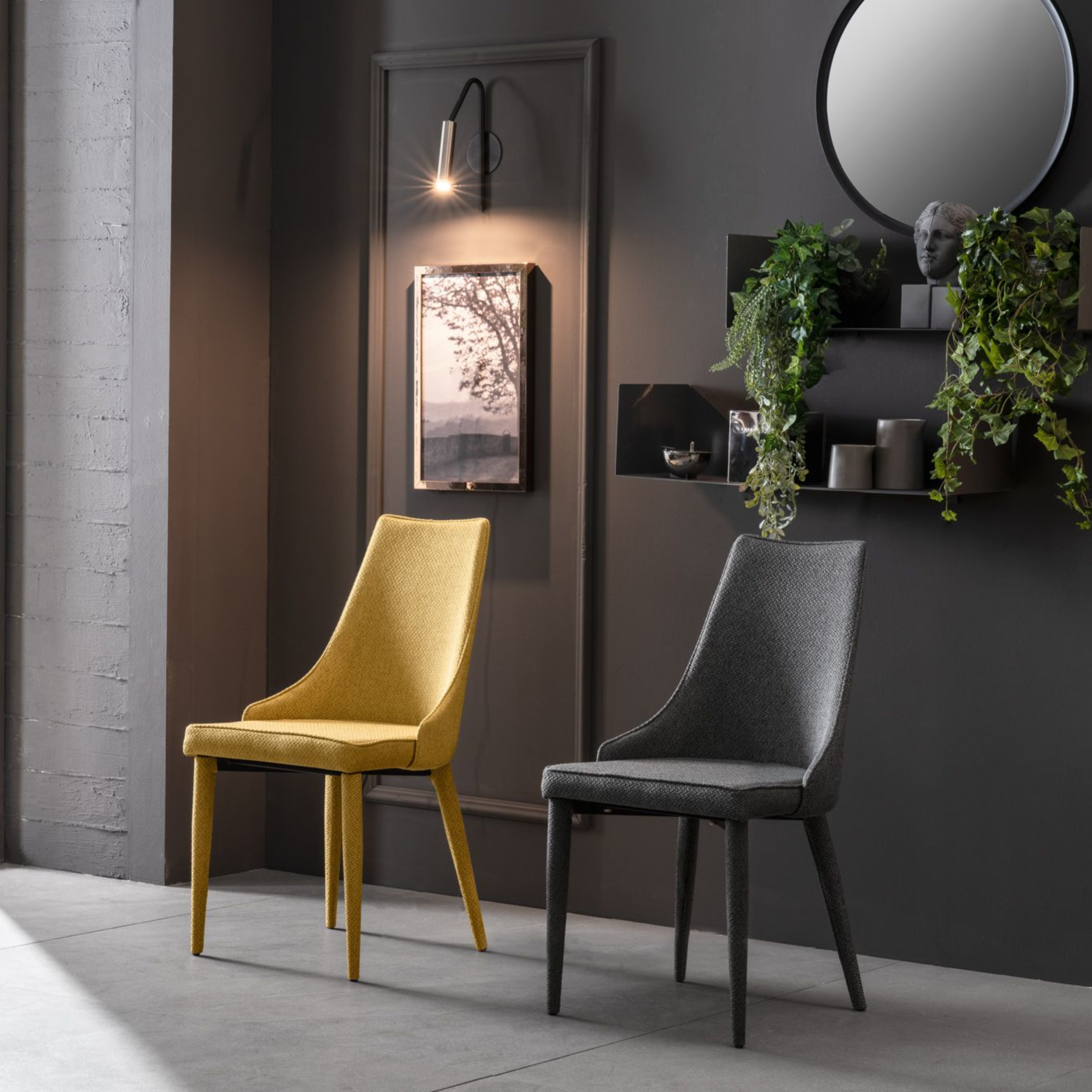 Set di sedie imbottite "Edera" poltrone moderne in tessuto cm 46x46 91h