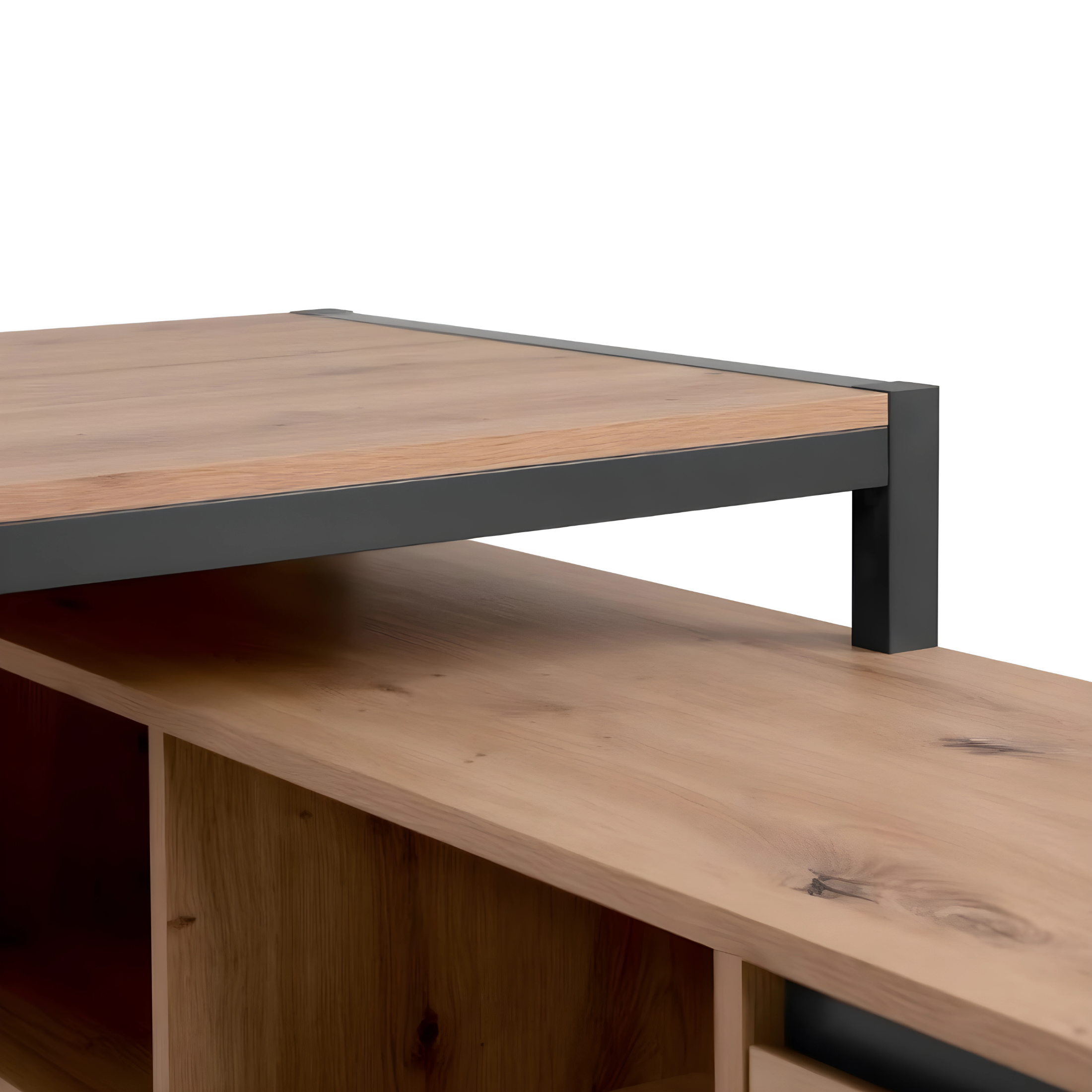 Scrivania moderna "Denver" angolare reversibile antracite quercia cm 142x139 75h