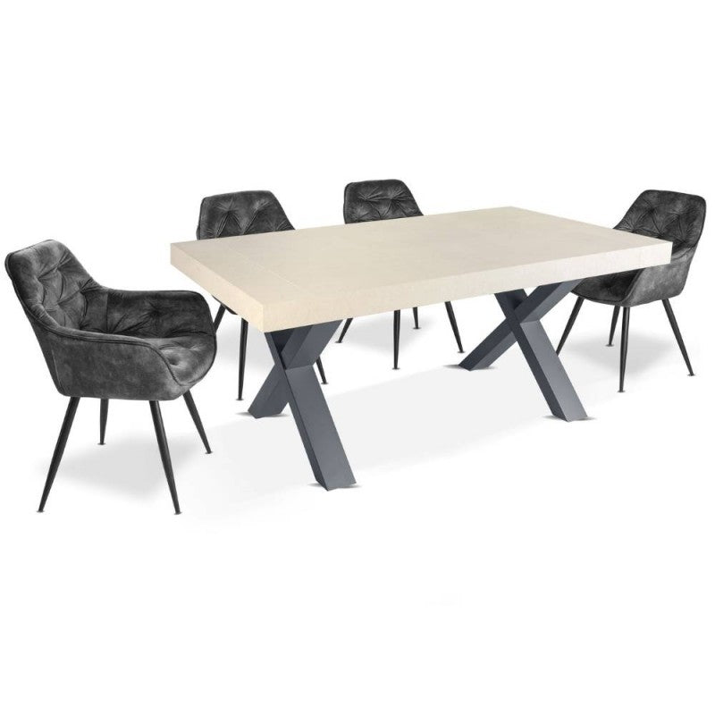 Set di sedie da pranzo "Senna" imbottite in velluto con gambe in metallo nere cm 59x60 86h