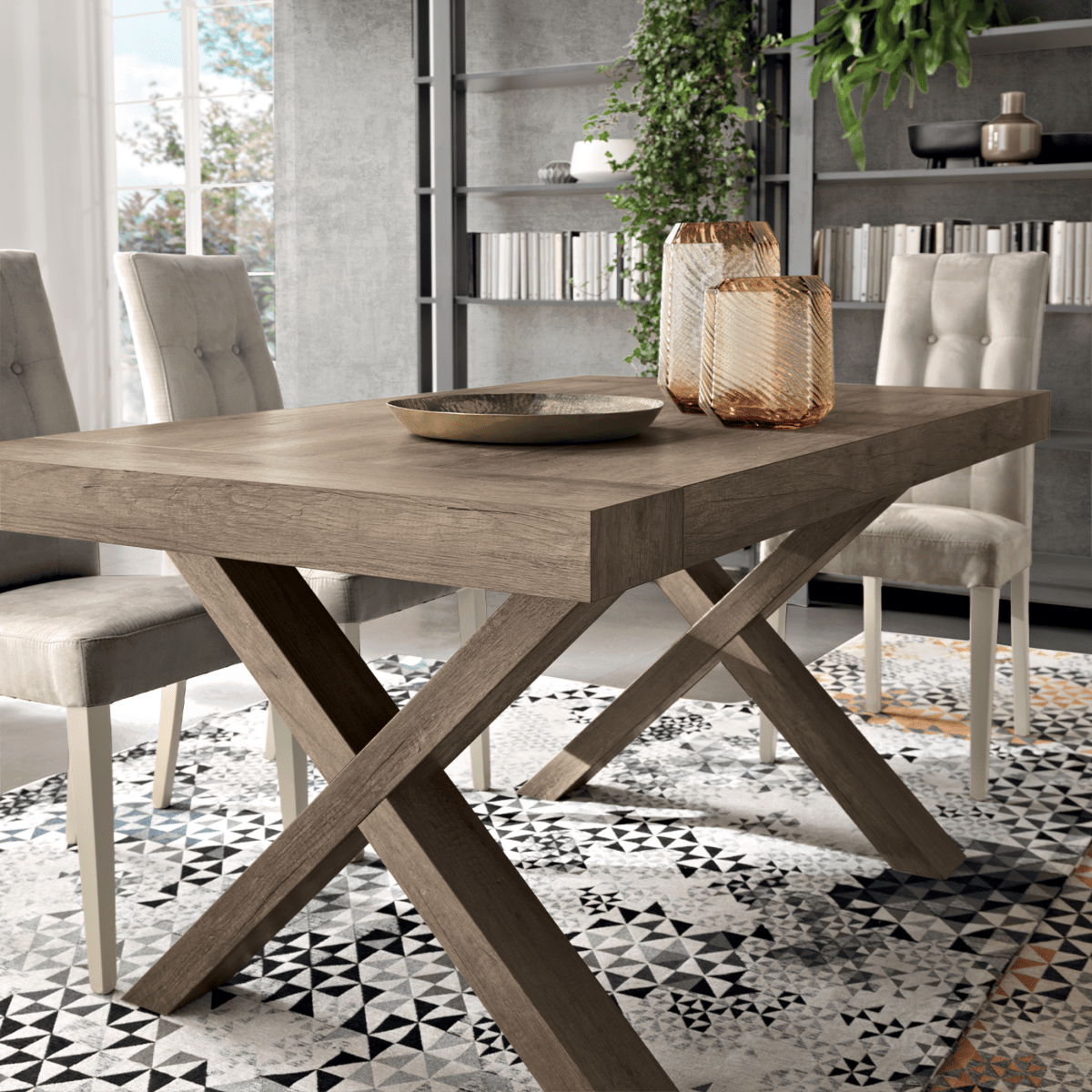 Tavolo allungabile da pranzo "Barton" con allunghe in laminato effetto legno cm 160/260x90 76h - MondoViro