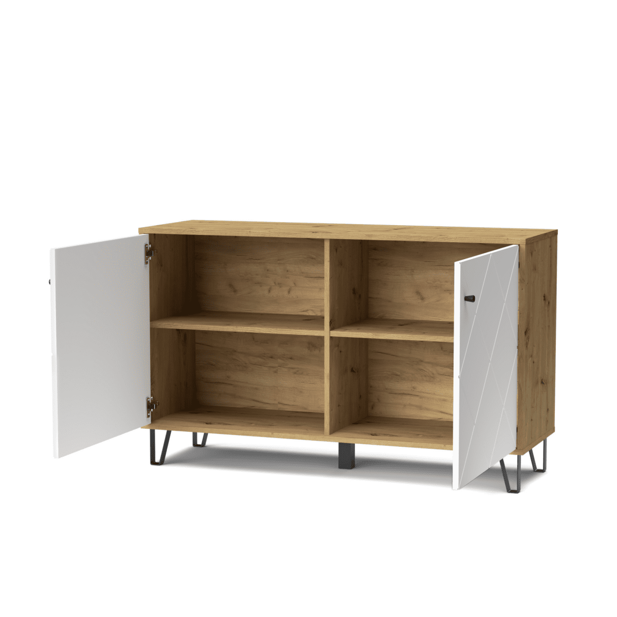 Set mobili da soggiorno "Living Bollo" in legno rovere artisan e bianco - MondoViro