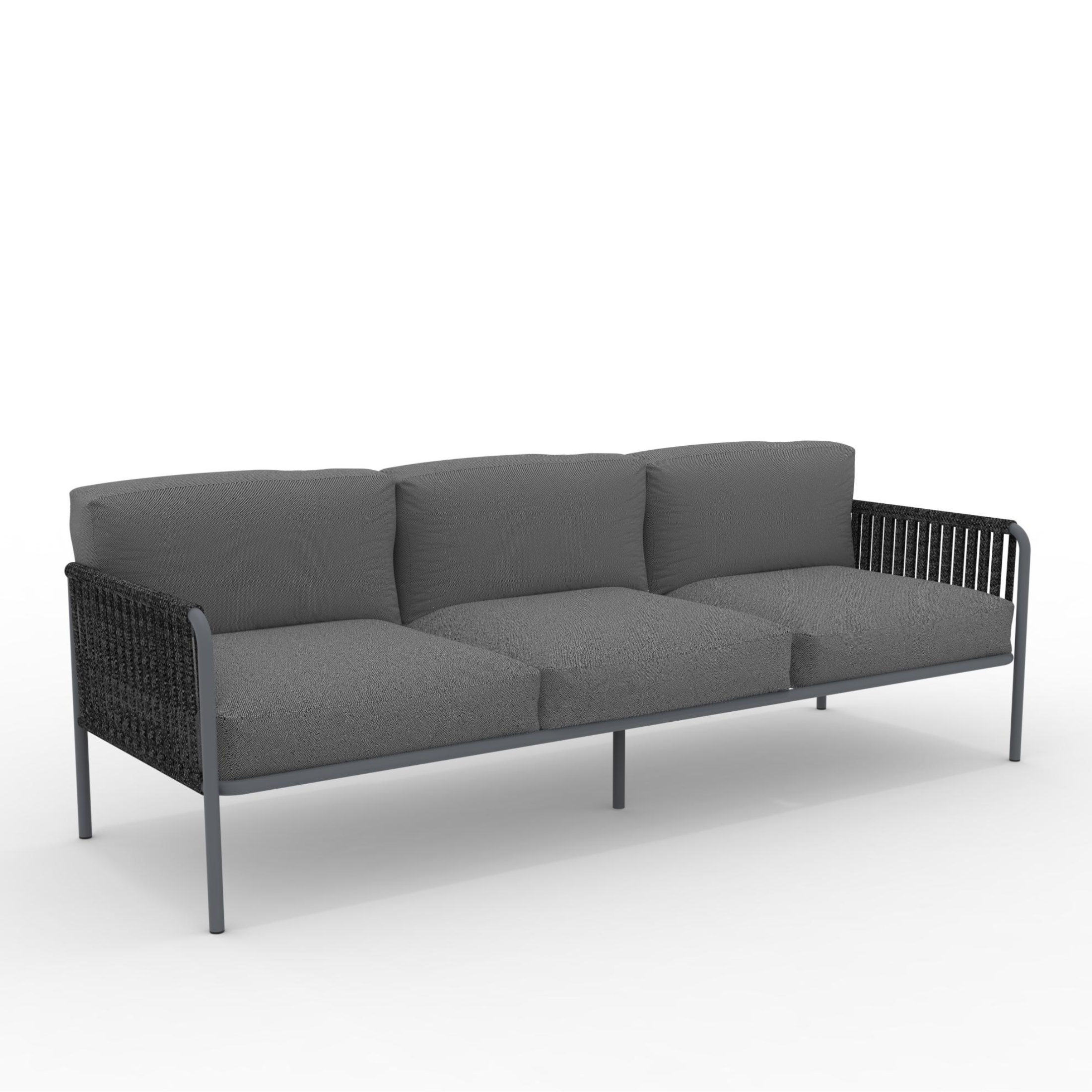 Divano 3 posti con schienale in corda "Key West3" con cuscini cm 240x83 78h