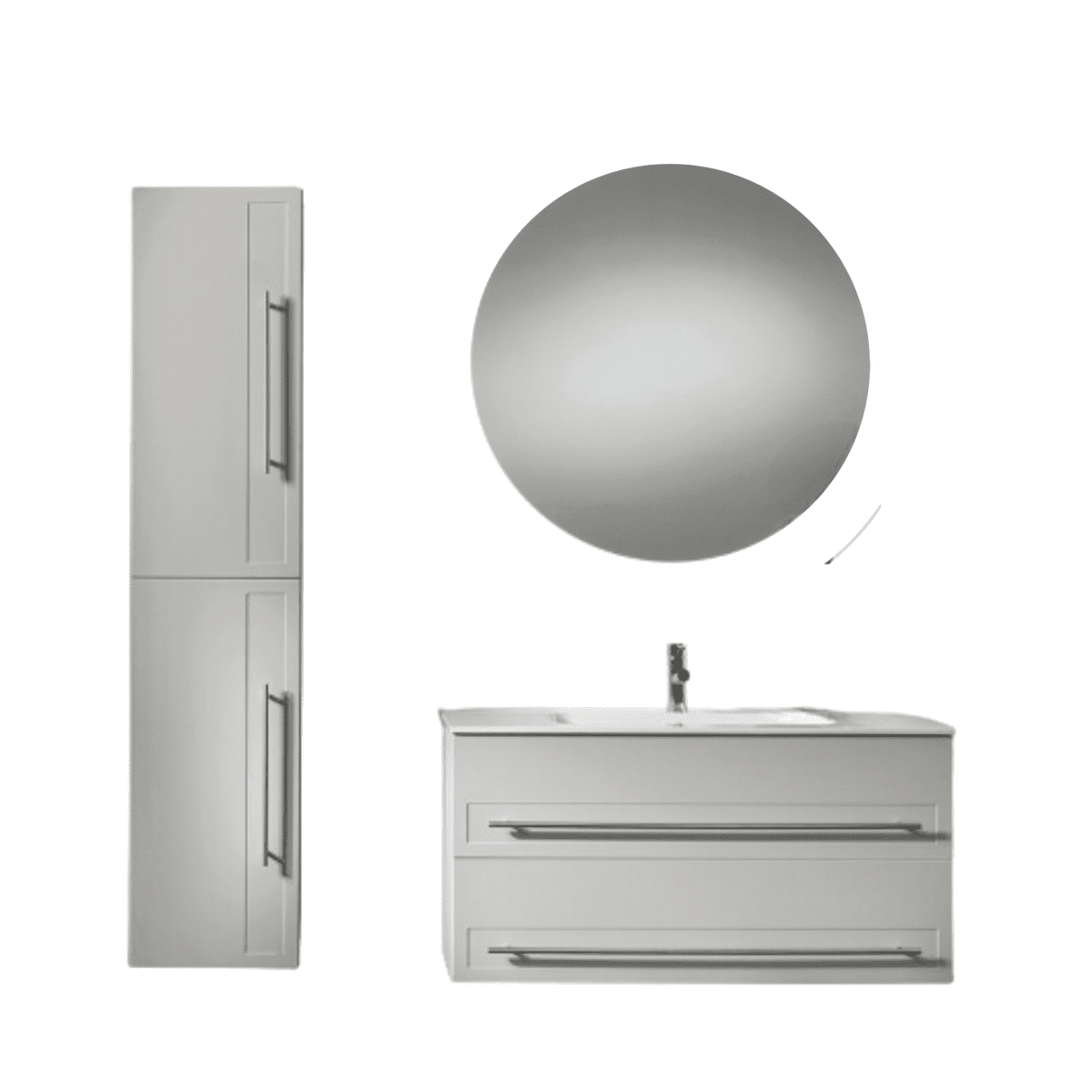 Mobile da bagno sospeso "Nemo" con 2 cassetti lavabo specchio Led e colonna sospesa - MondoViro