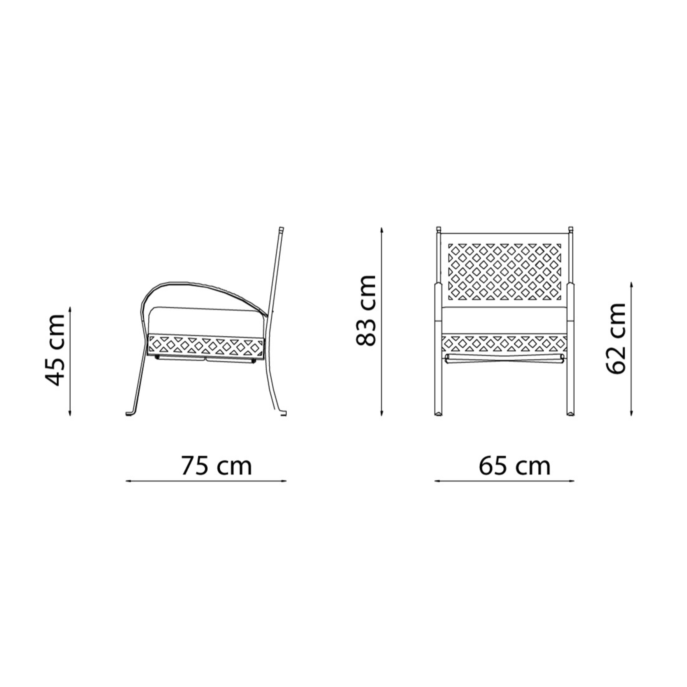 Divano da esterno in metallo "Springtime" panca lounge cm 124x75 83h