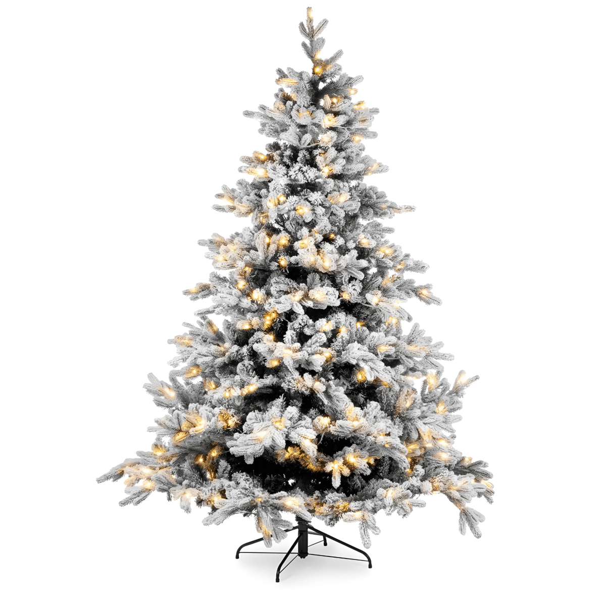 Albero di Natale innevato "Astro" moderno con big led in PE + PVC + Flock - MondoViro