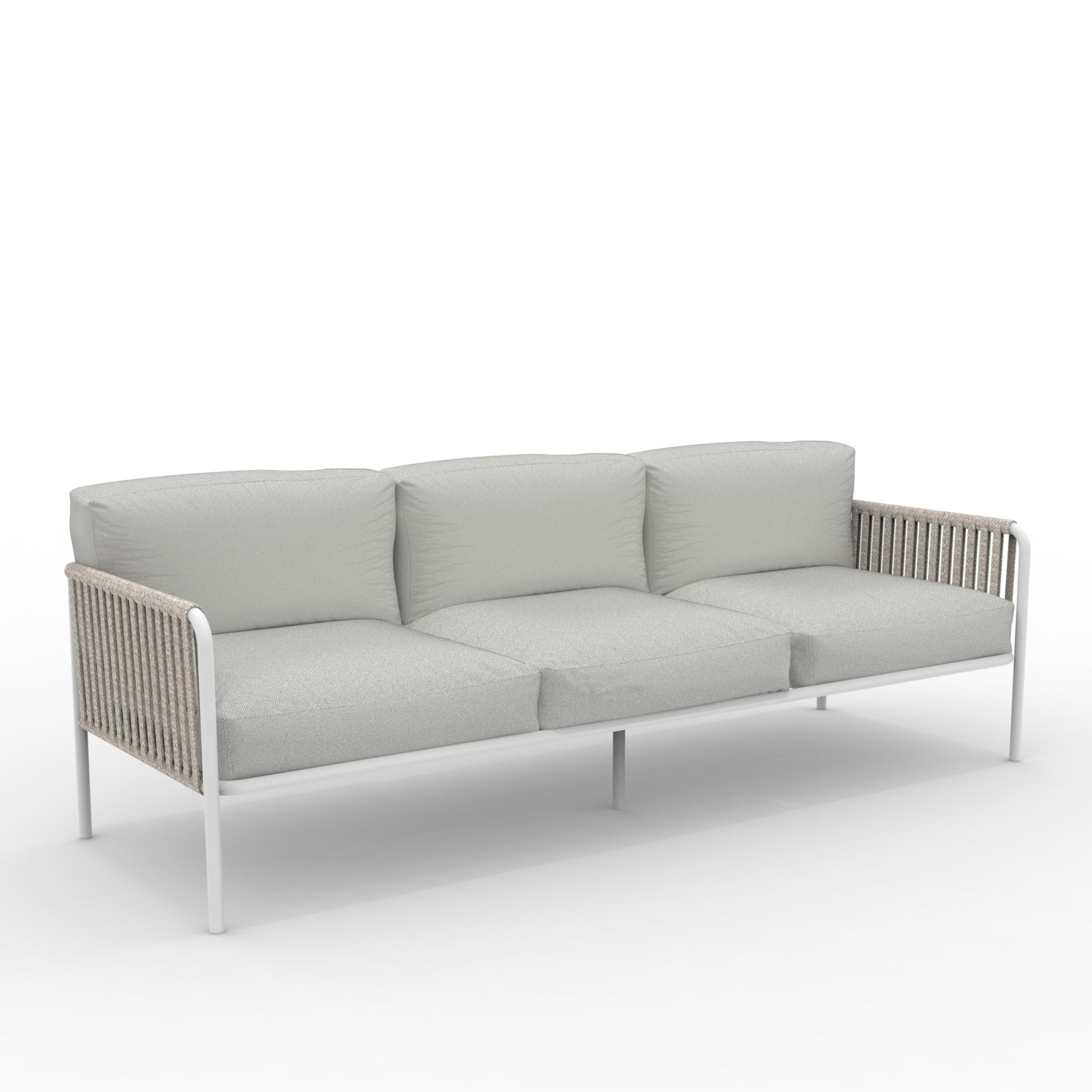 Divano 3 posti con schienale in corda "Key West3" con cuscini cm 240x83 78h