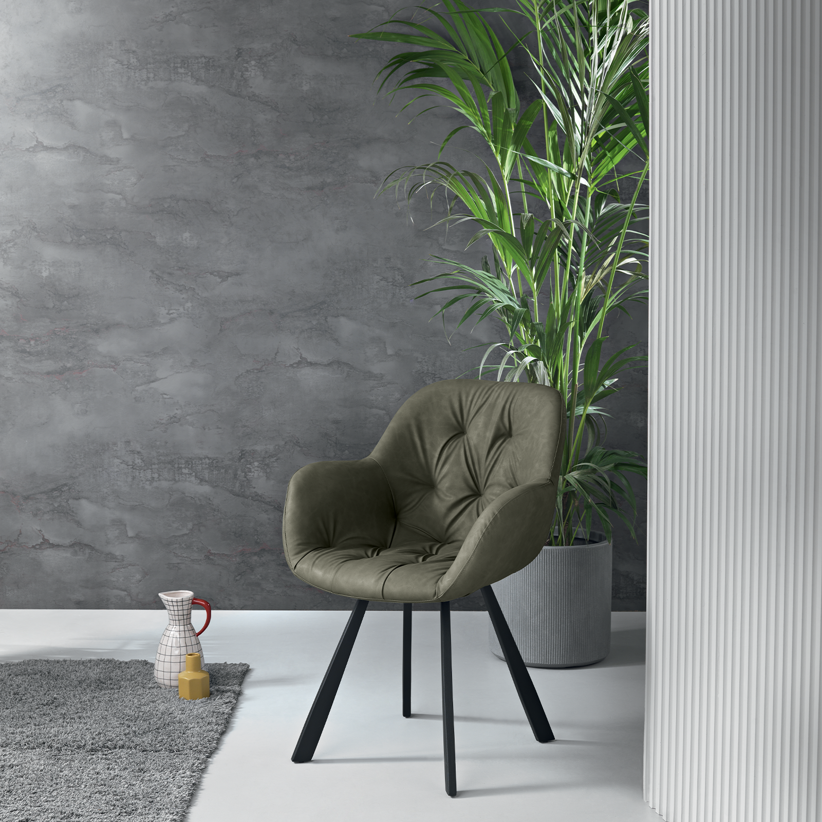 Set di sedie imbottite in ecopelle soft touch "Town" moderne da soggiorno cm 66x65 85h