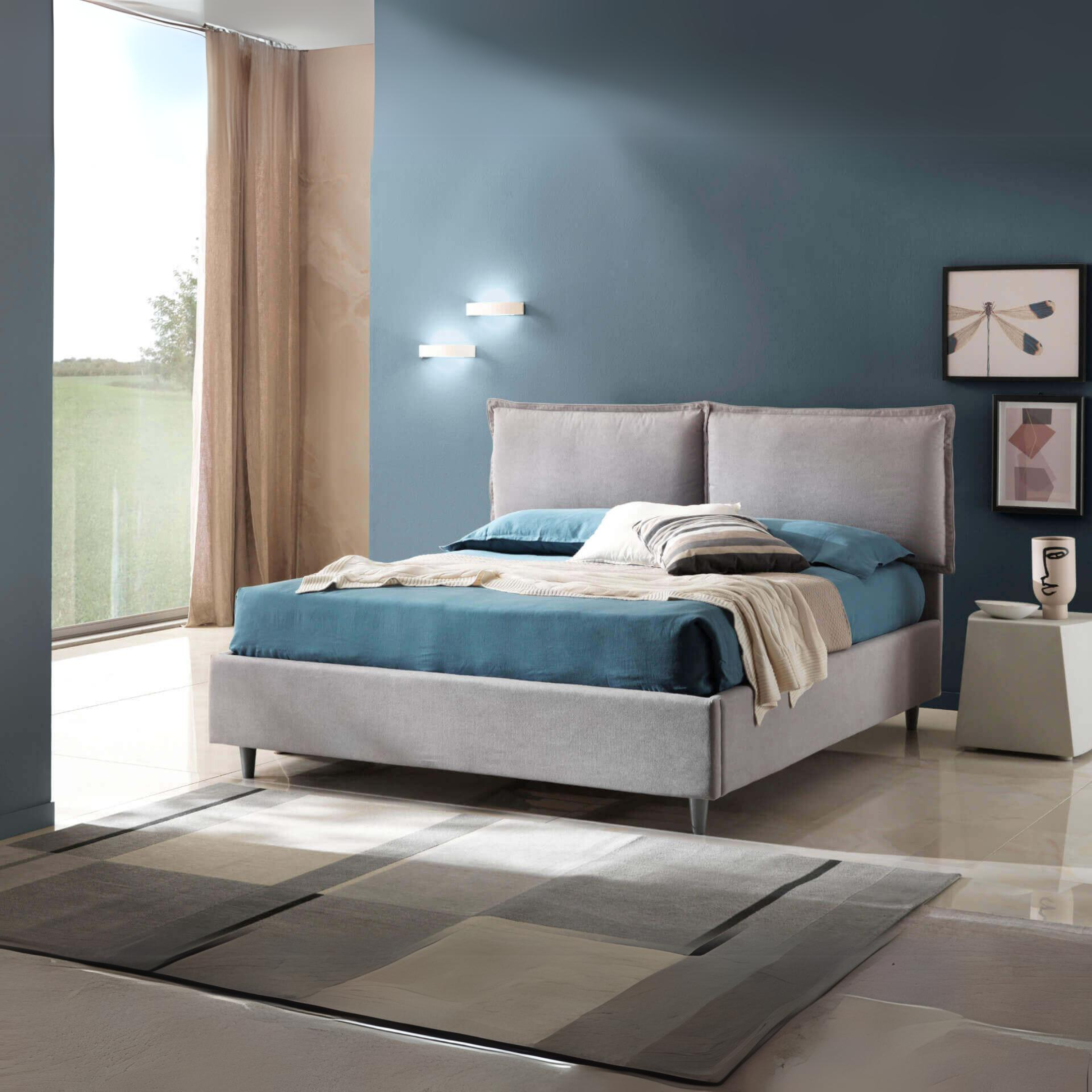 Letto matrimoniale "Cuba" in tessuto idro con contenitore capiente