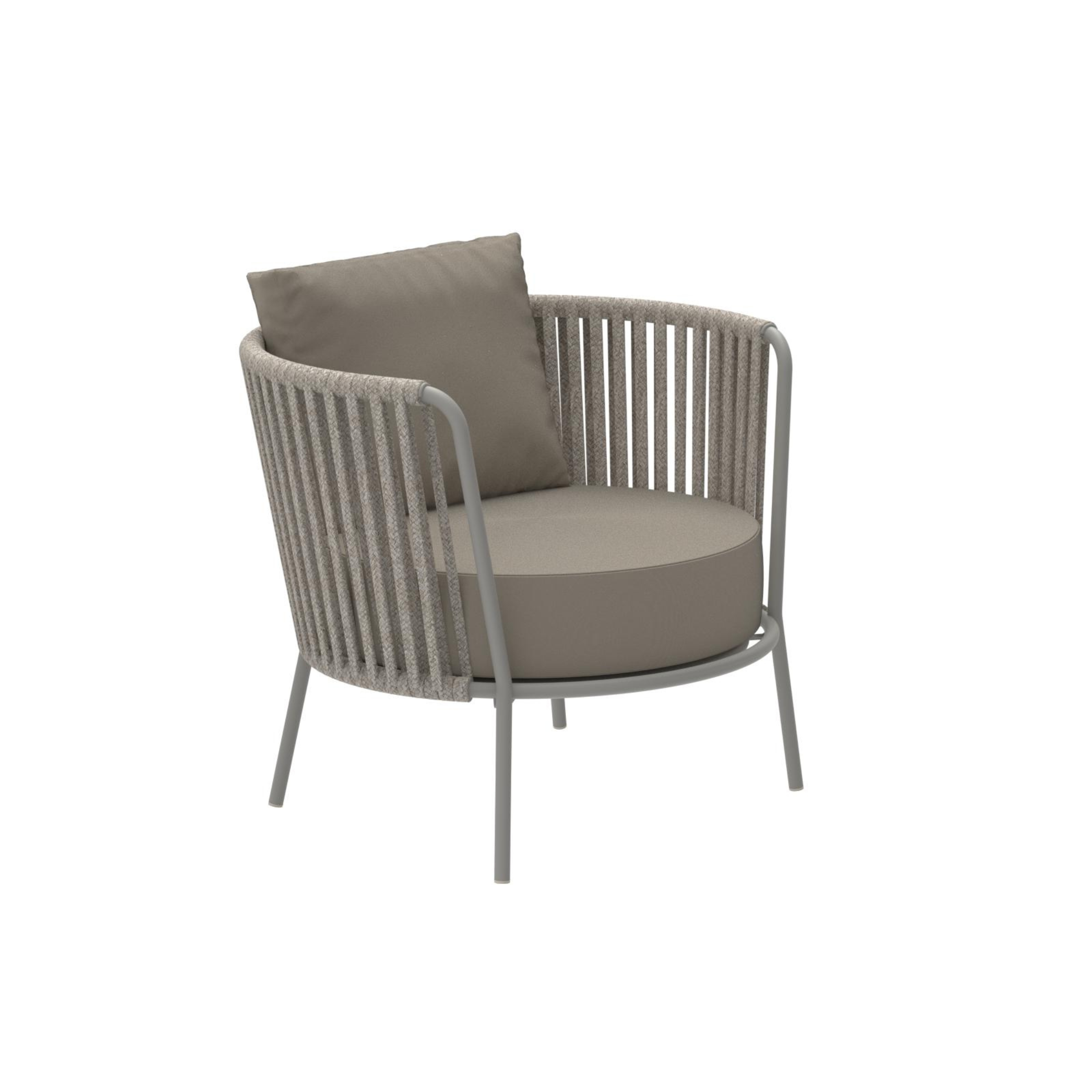 Poltrona bassa in corda e acciaio inox "Daisy Rope" sedia lounge da giardino cm 74x74 69h