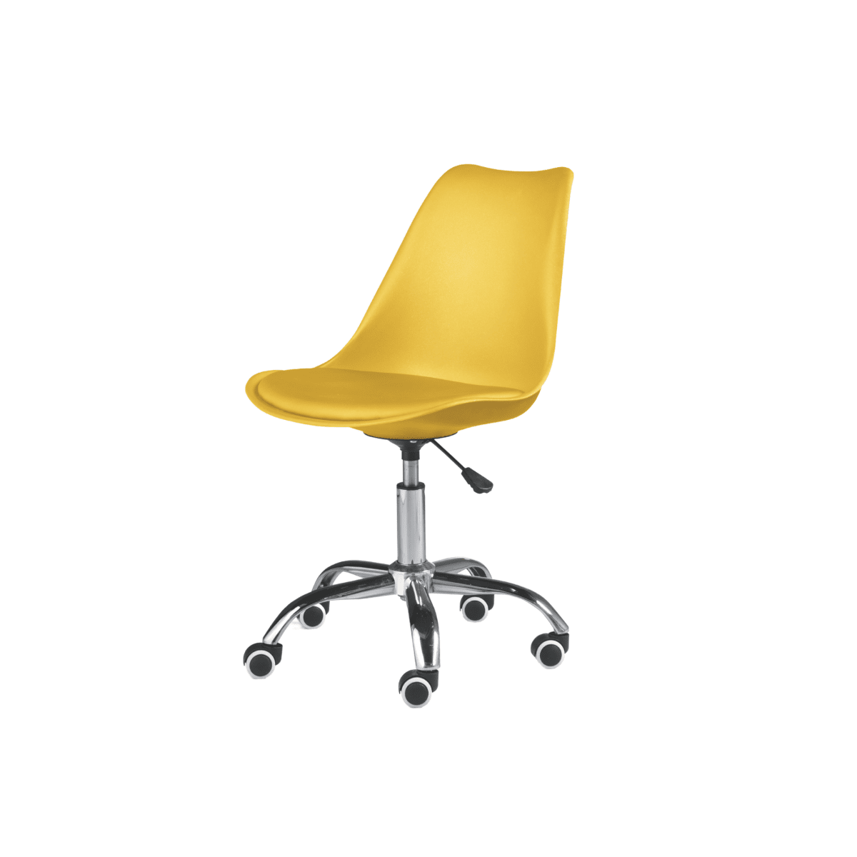 Sedia da ufficio girevole "Dorian" in polipropilene con seduta in ecopelle e base in metallo cromato cm 49x47 82/96h - MondoViro