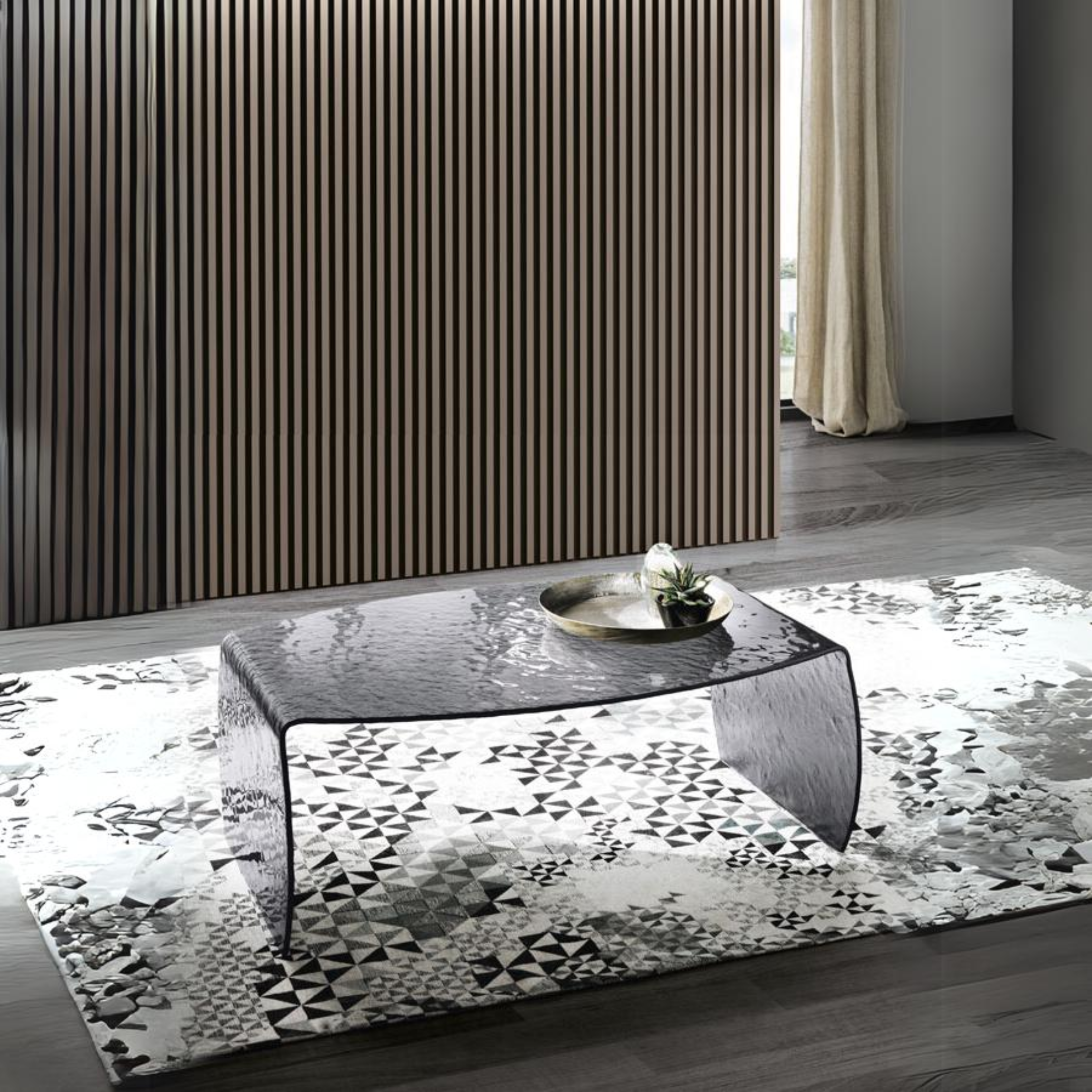 Tavolino moderno in vetro temperato "Tiffany" rettangolare cm 100x65 38h