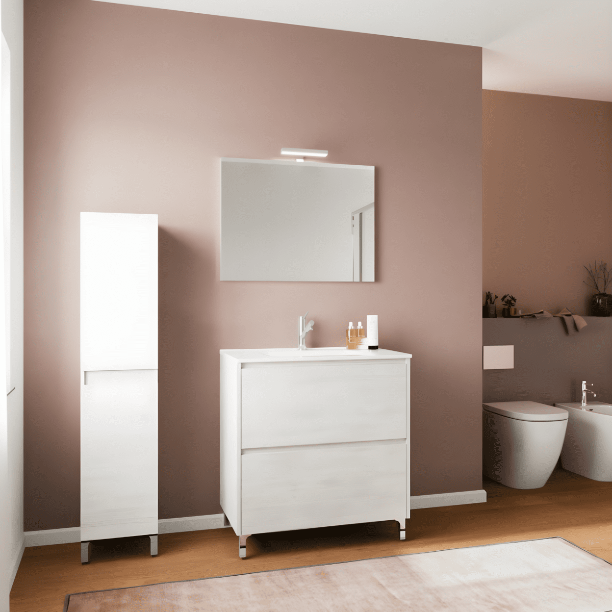 Colonna da bagno a terra "Elorin" a 2 ante e ripiani in vetro cm 36x34 150h - MondoViro