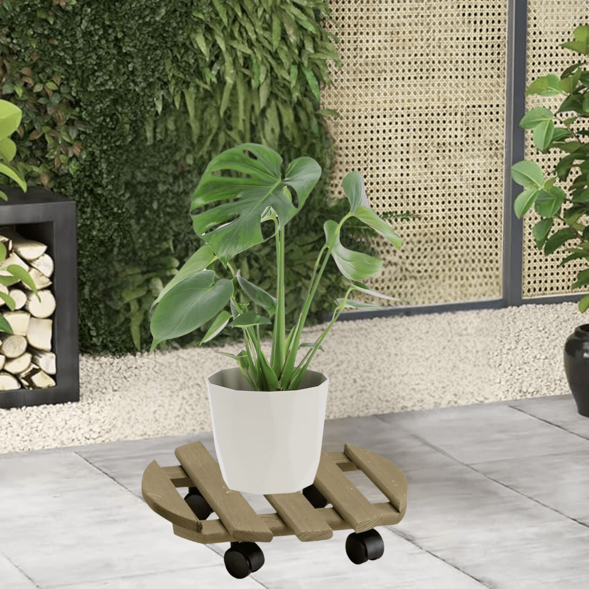 Carrello portavasi "Elba" tondo con ruote Videl TS Ø35 cm - MondoViro