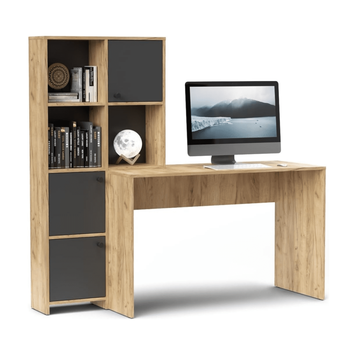 Scrivania con libreria moderna "Eternal" versatile cm 156x55 71h - MondoViro