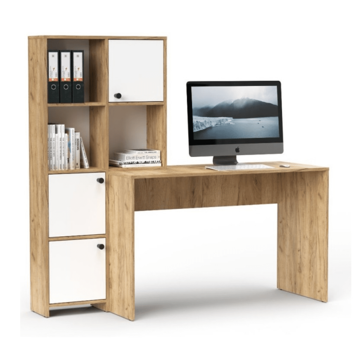 Scrivania con libreria moderna "Eternal" versatile cm 156x55 71h - MondoViro