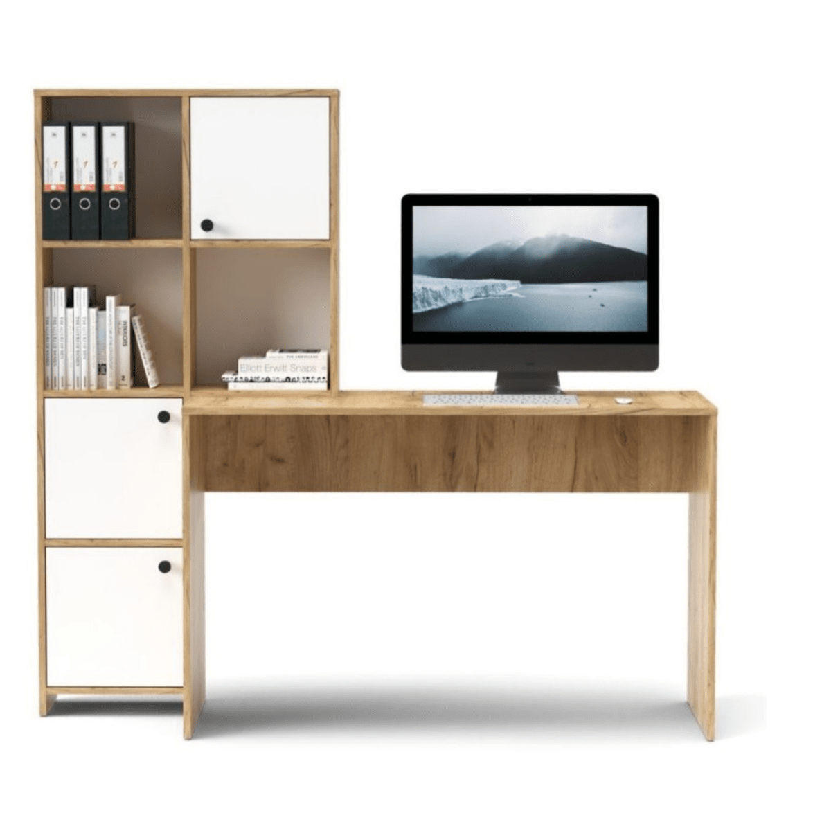 Scrivania con libreria moderna "Eternal" versatile cm 156x55 71h - MondoViro
