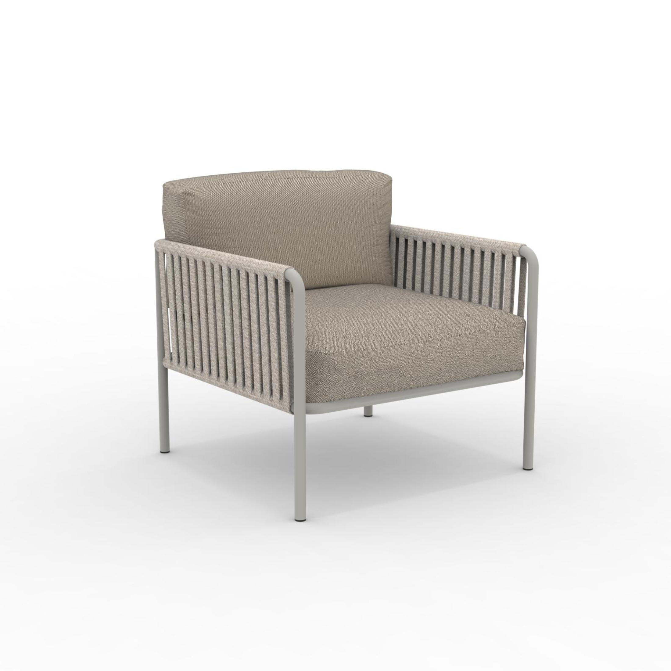 Poltrona lounge bassa schienale in corda "Key West" con cuscino cm 80x80 64h