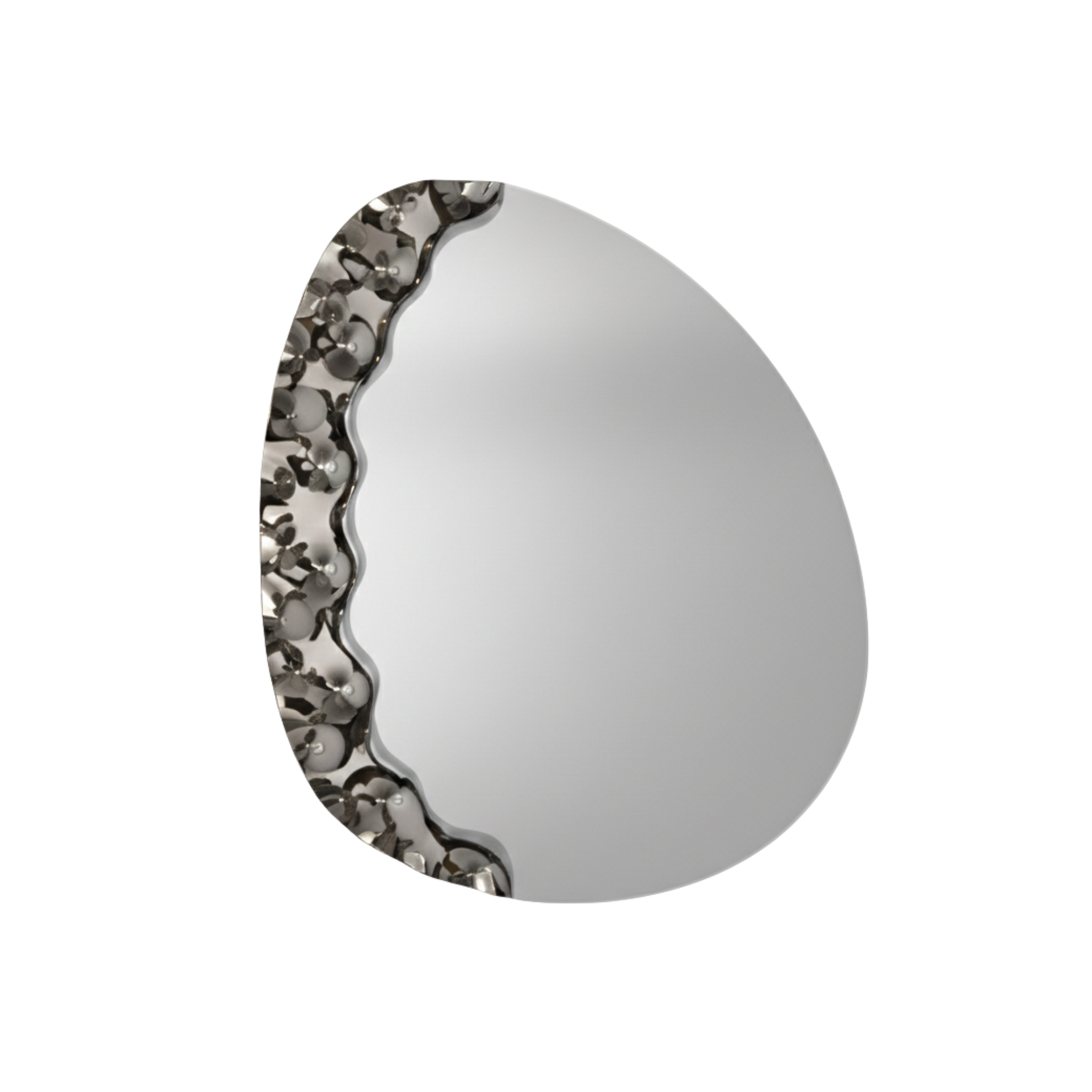 Specchio sagomato "Eterea" con inserto in vetro mosso