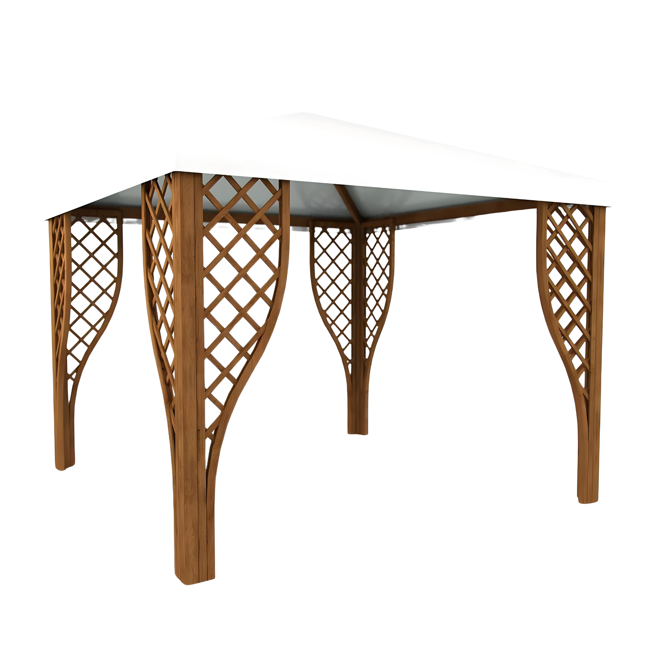 Gazebo "Forest" in legno di conifera e copertura PVC bianca con griglie cm 300x300 260h