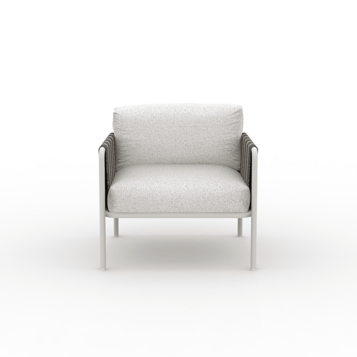 Poltrona bassa lounge in metallo "Hamptons" con cuscini cm 80x80 84h - MondoViro