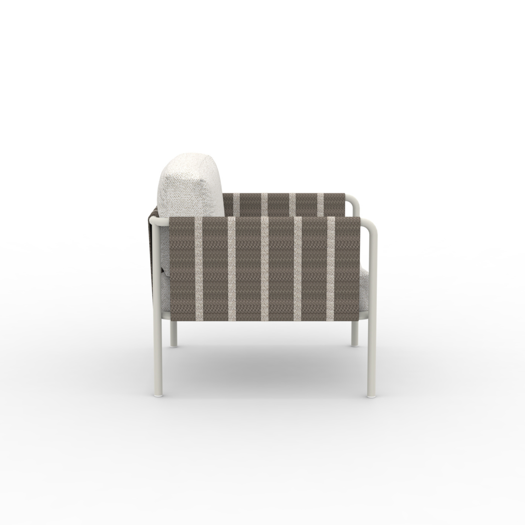 Poltrona bassa lounge in metallo "Hamptons" con cuscini cm 80x80 84h