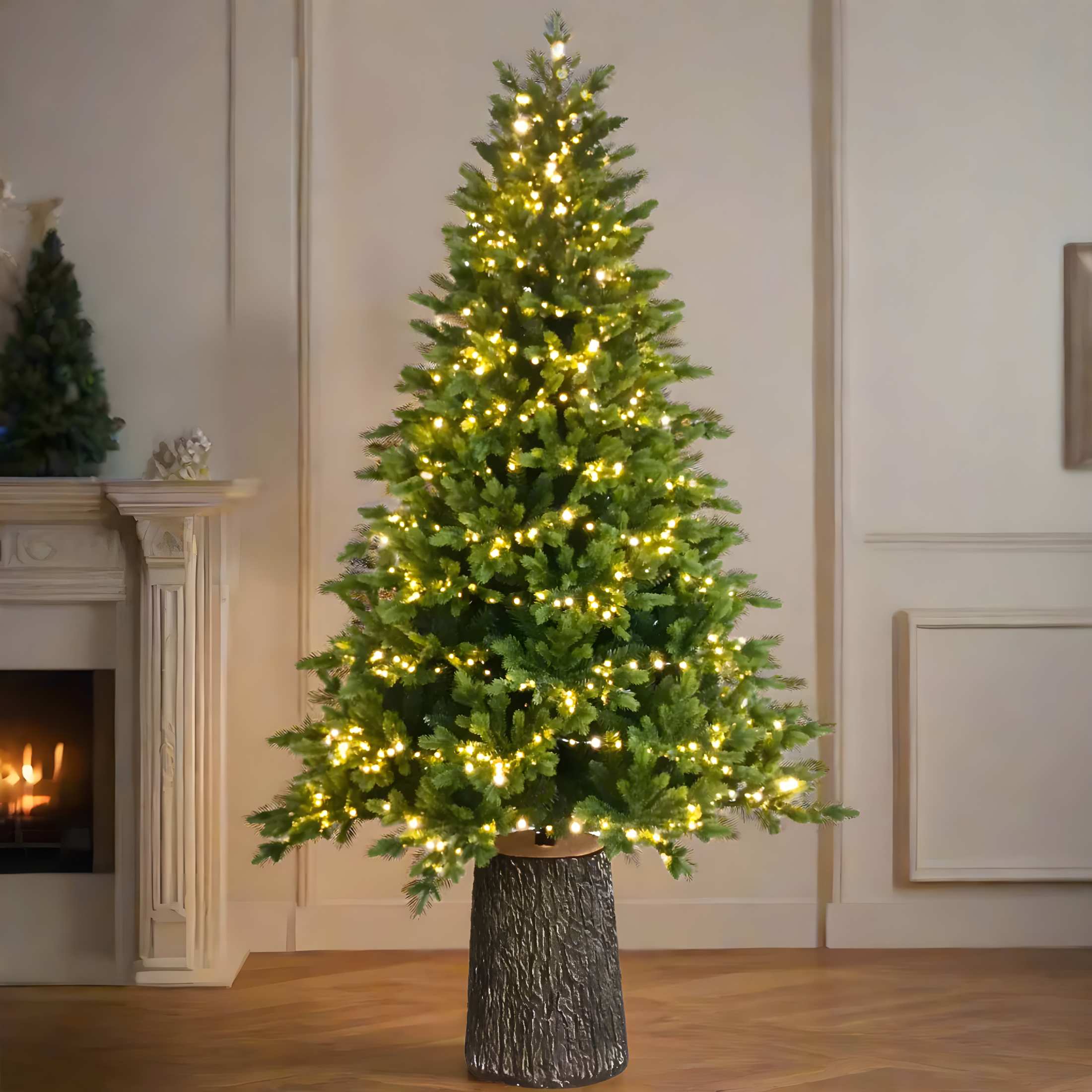 Albero di Natale con Led e tronco "Italia" moderno in PE effetto Real Touch