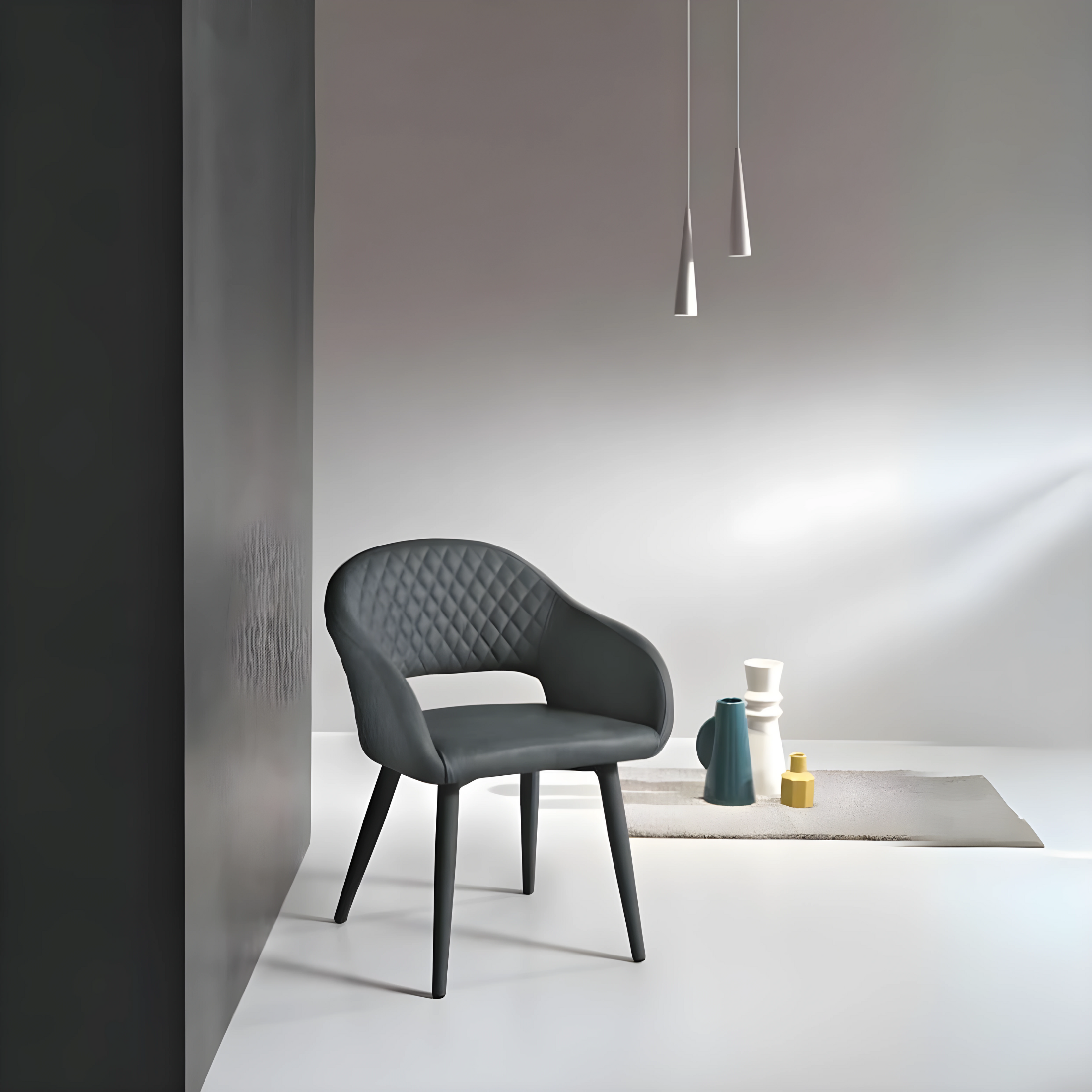 Set di sedie da pranzo in ecopelle "Ezia" con impuntura cm 50x60 88h