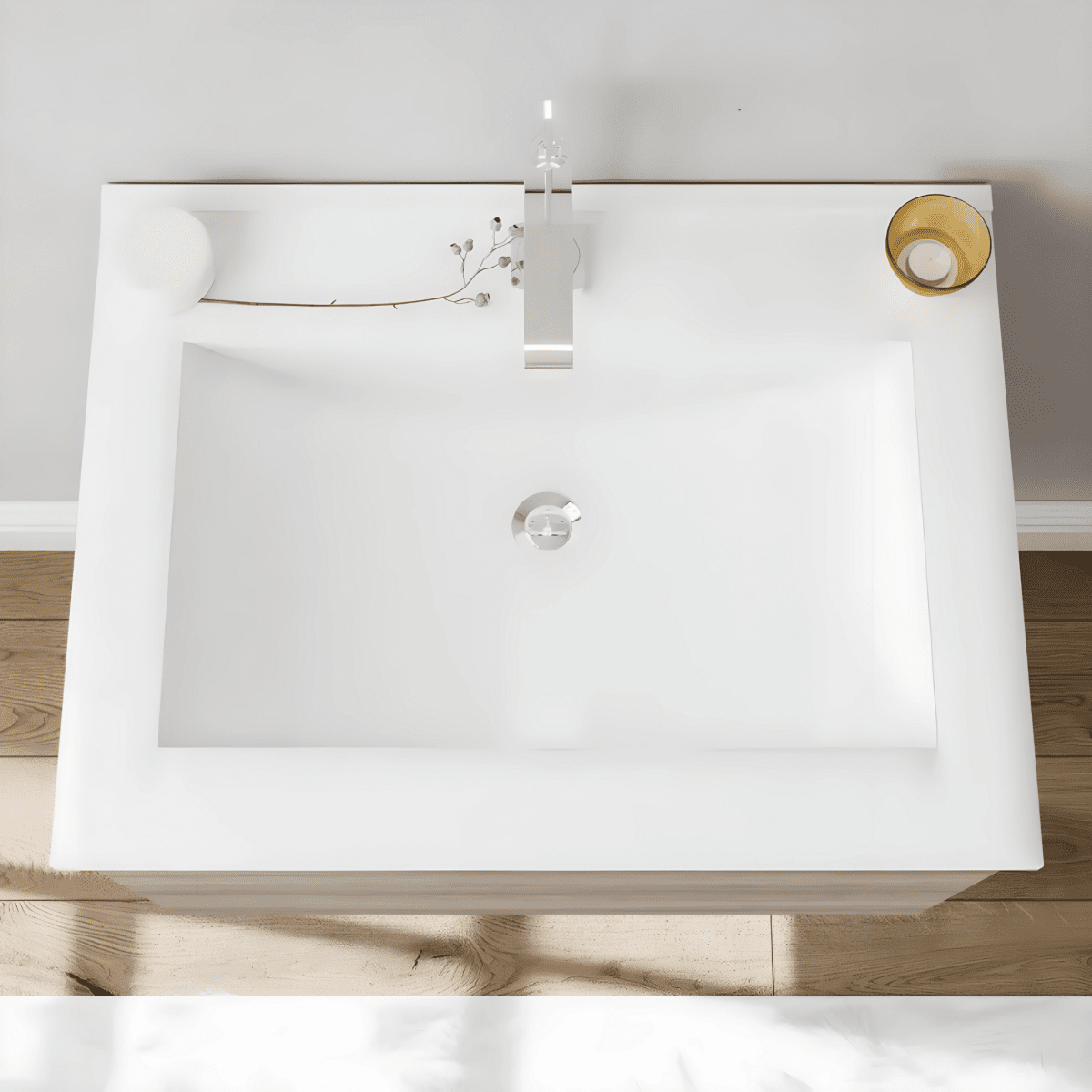 Mobile da bagno sospeso "Lunaris2" con lavabo integrato a 2 ante moderno con specchio LED - MondoViro