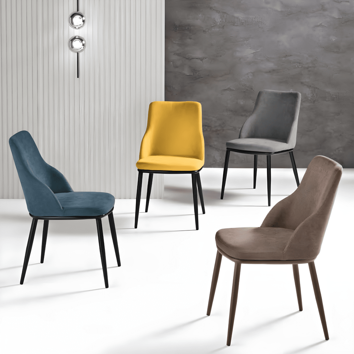 Set di sedie da pranzo in tessuto "Malvina" con struttura in metallo cm 48x62 85h - MondoViro