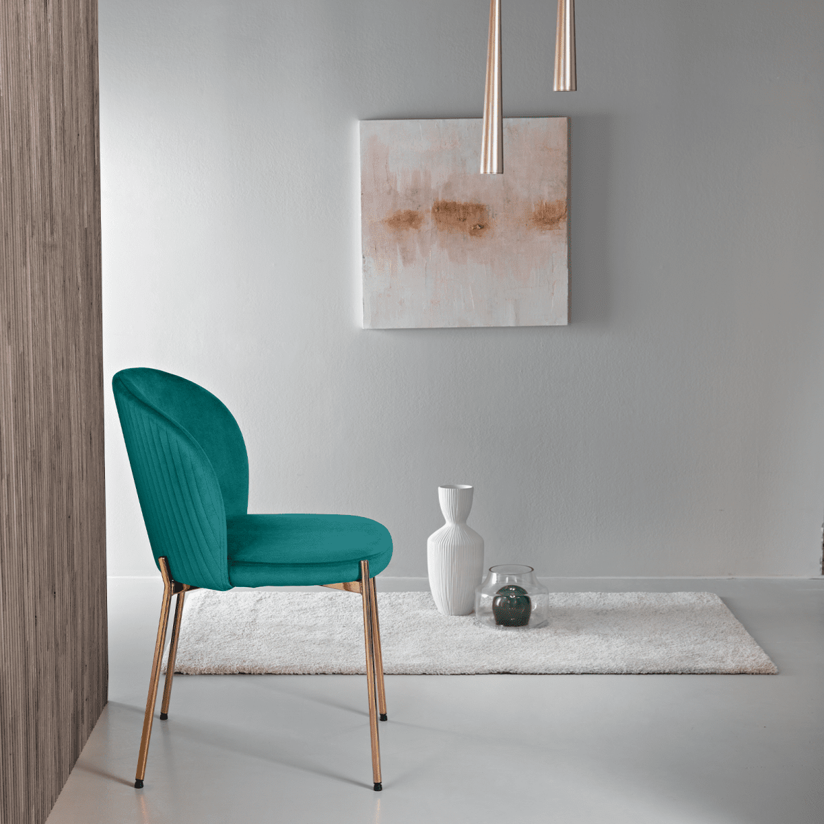 Set di sedie moderne in velluto "Jenny" con struttura in metallo dorato cm 55x45 80h - MondoViro