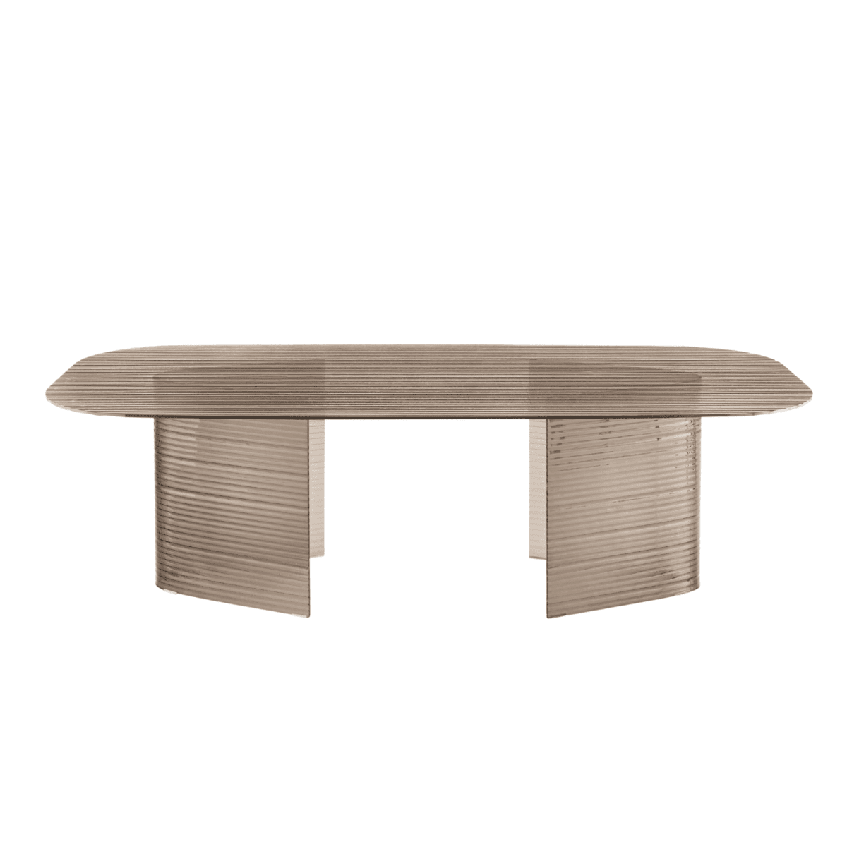 Tavolo rettangolare fisso "Lovely" rigato trasparente con gambe in vetro cm 240x120 77h - MondoViro