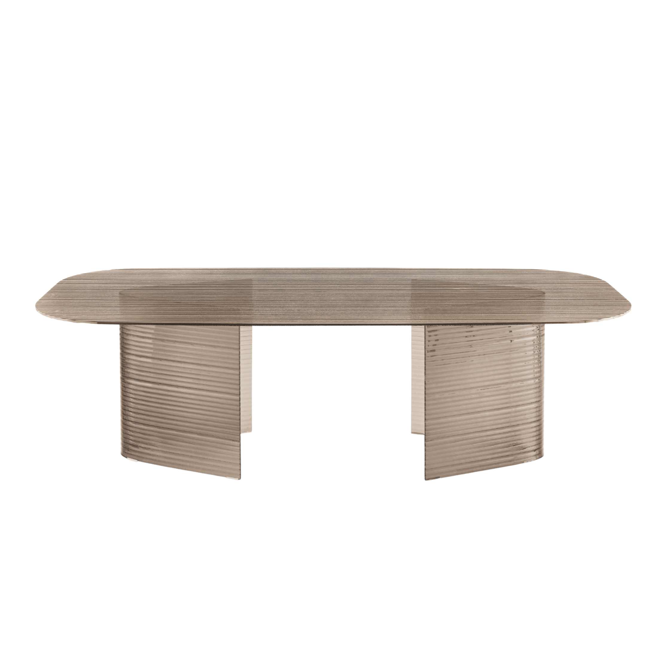 Tavolo rettangolare fisso "Lovely"  rigato trasparente con gambe in vetro cm 240x120 77h