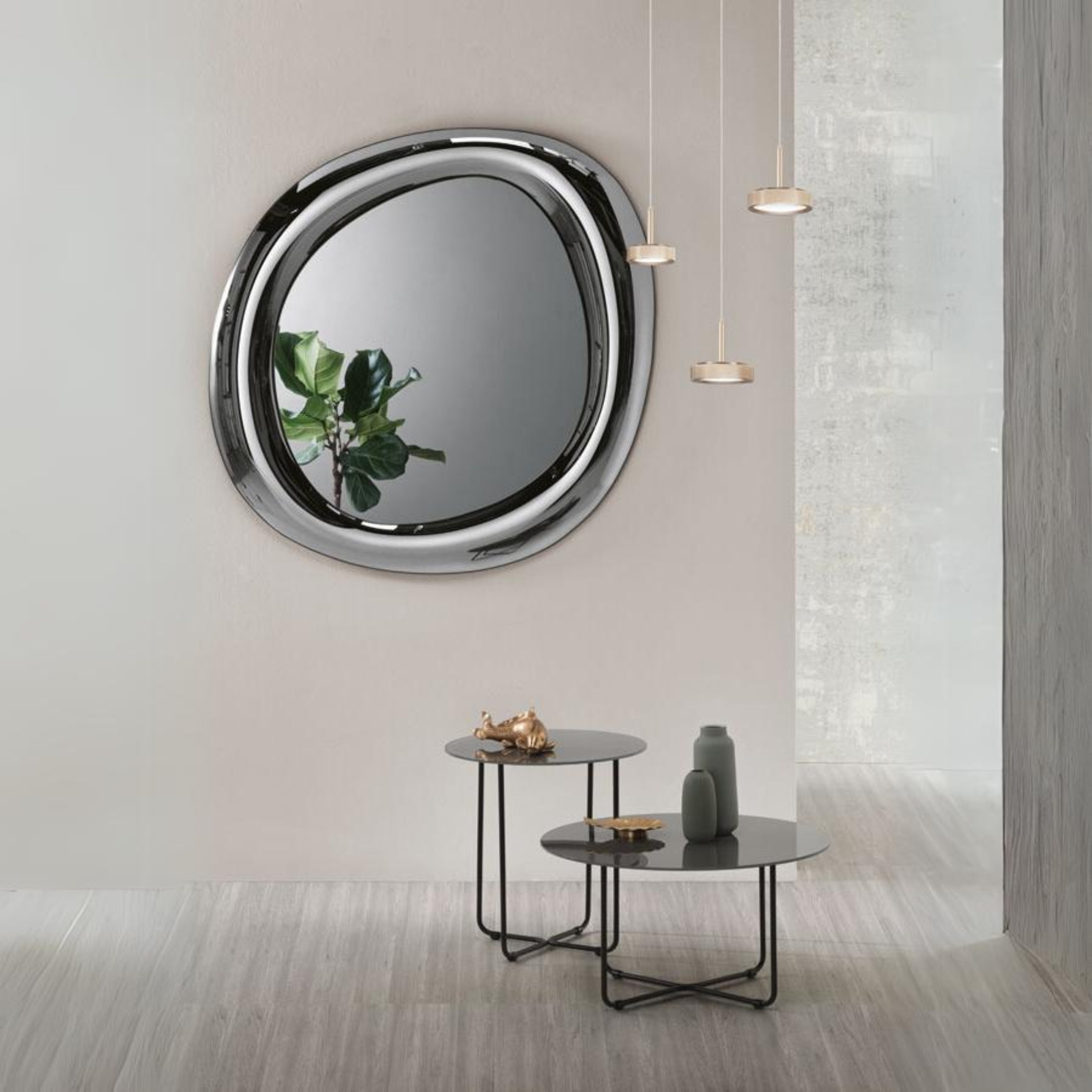 Specchio moderno da parete "Carry" con cornice curva moderna da soggiorno