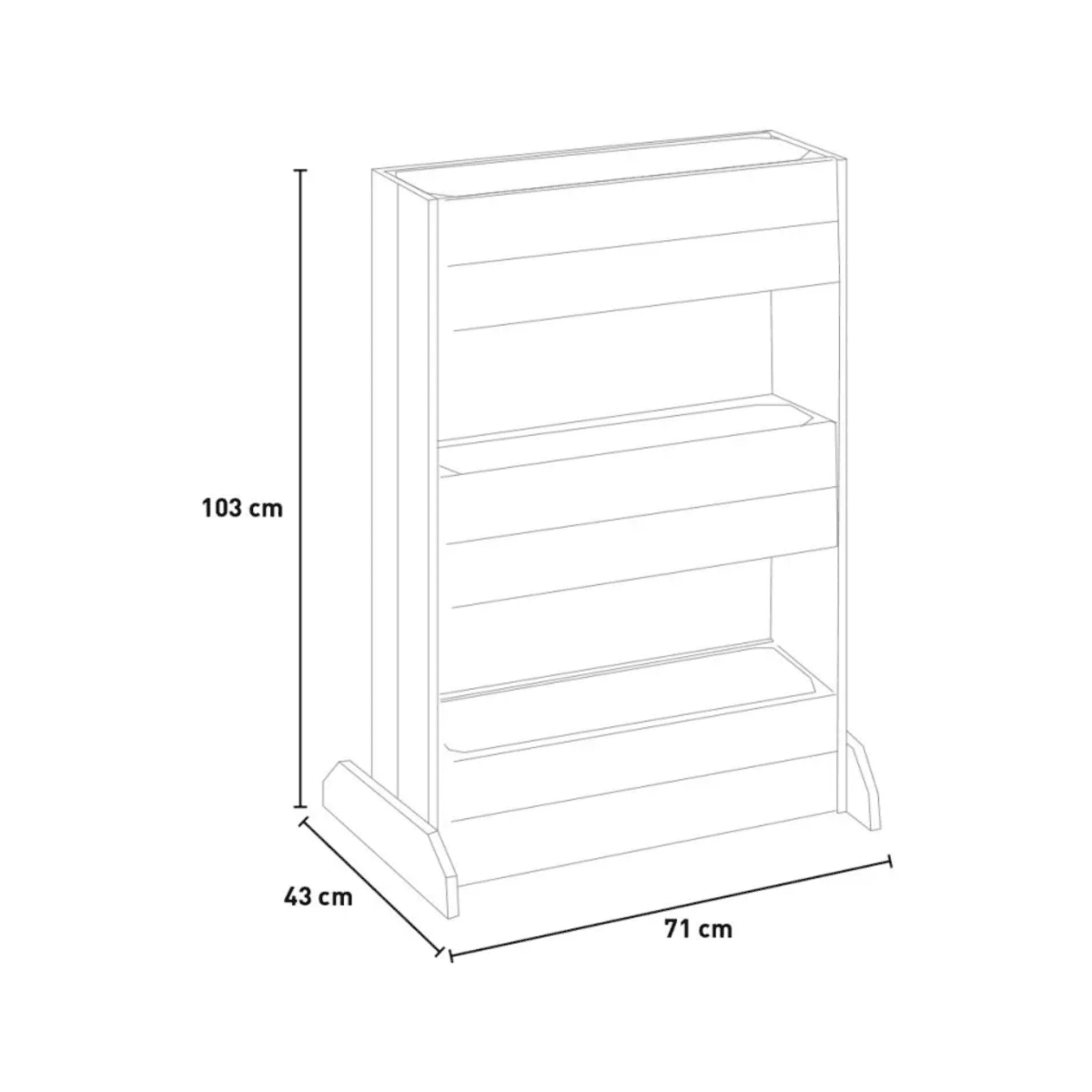 Fioriera verticale dritta "Muse" in legno da giardino o balcone cm 71x43 103h - MondoViro