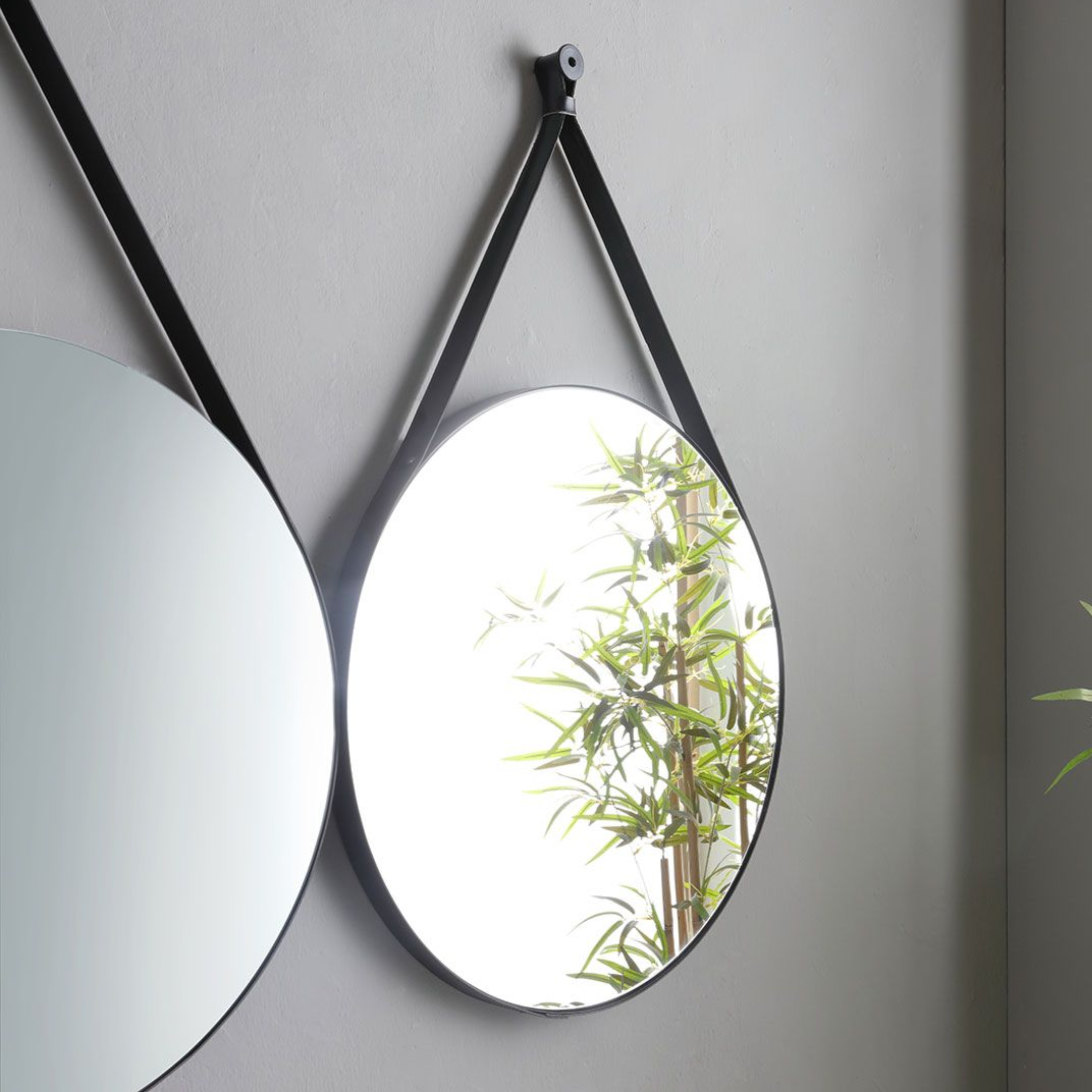 Mobile bagno sospeso grigio "Naxos" 120 cm con doppio lavabo quadrato nero opaco e specchi rotondi