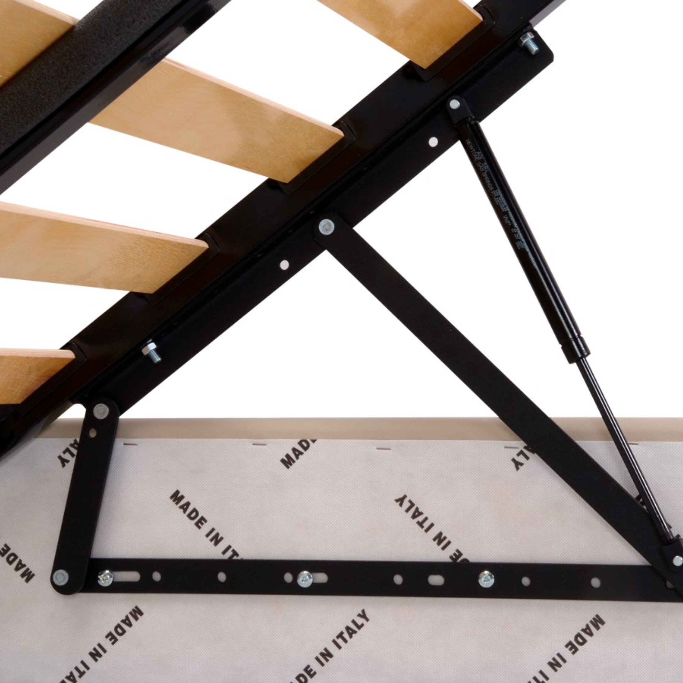 Letto contenitore con rete "New York" imbottito in microfibra con piedino conico