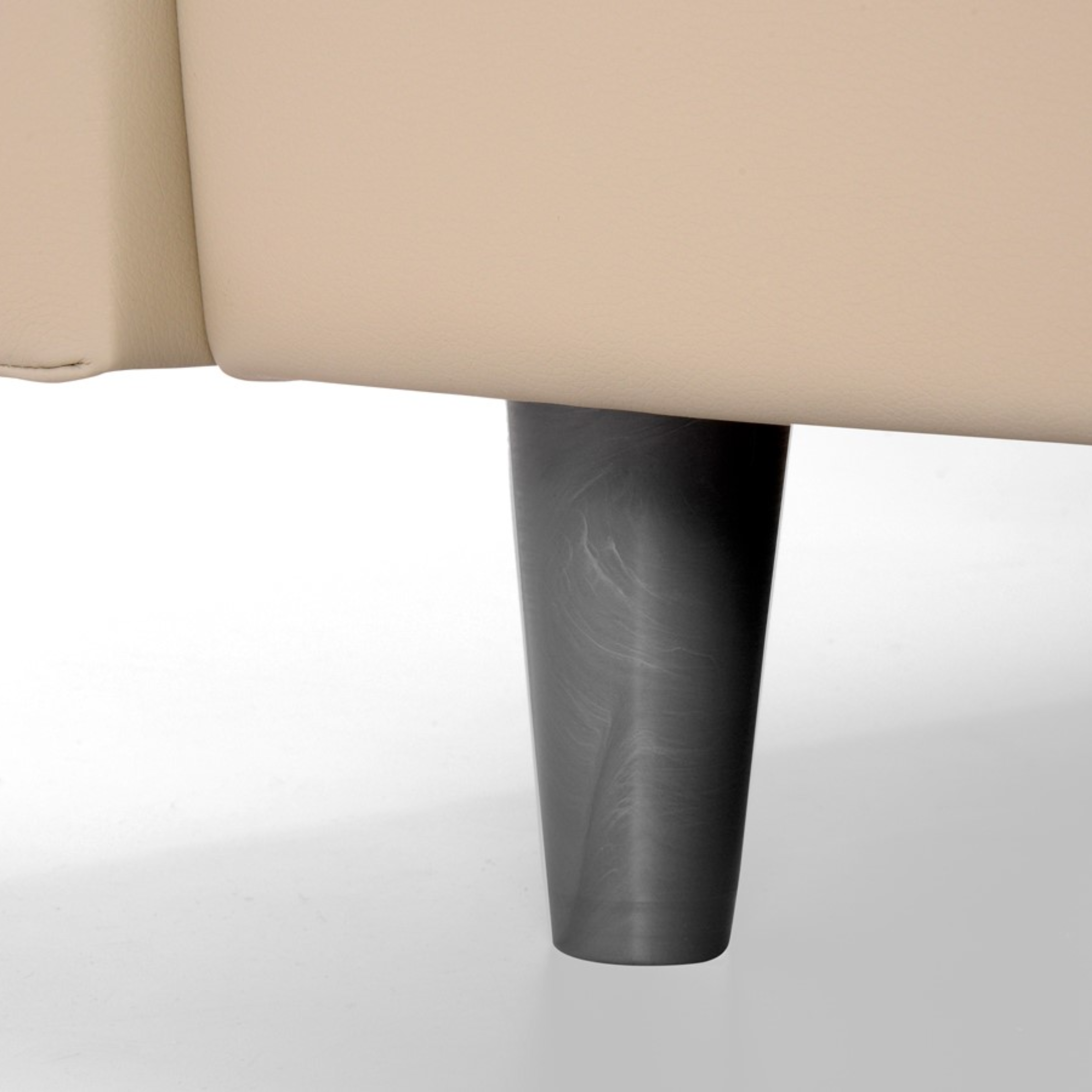 Letto contenitore con rete imbottito "New York" moderno in velluto liscio con piedino conico