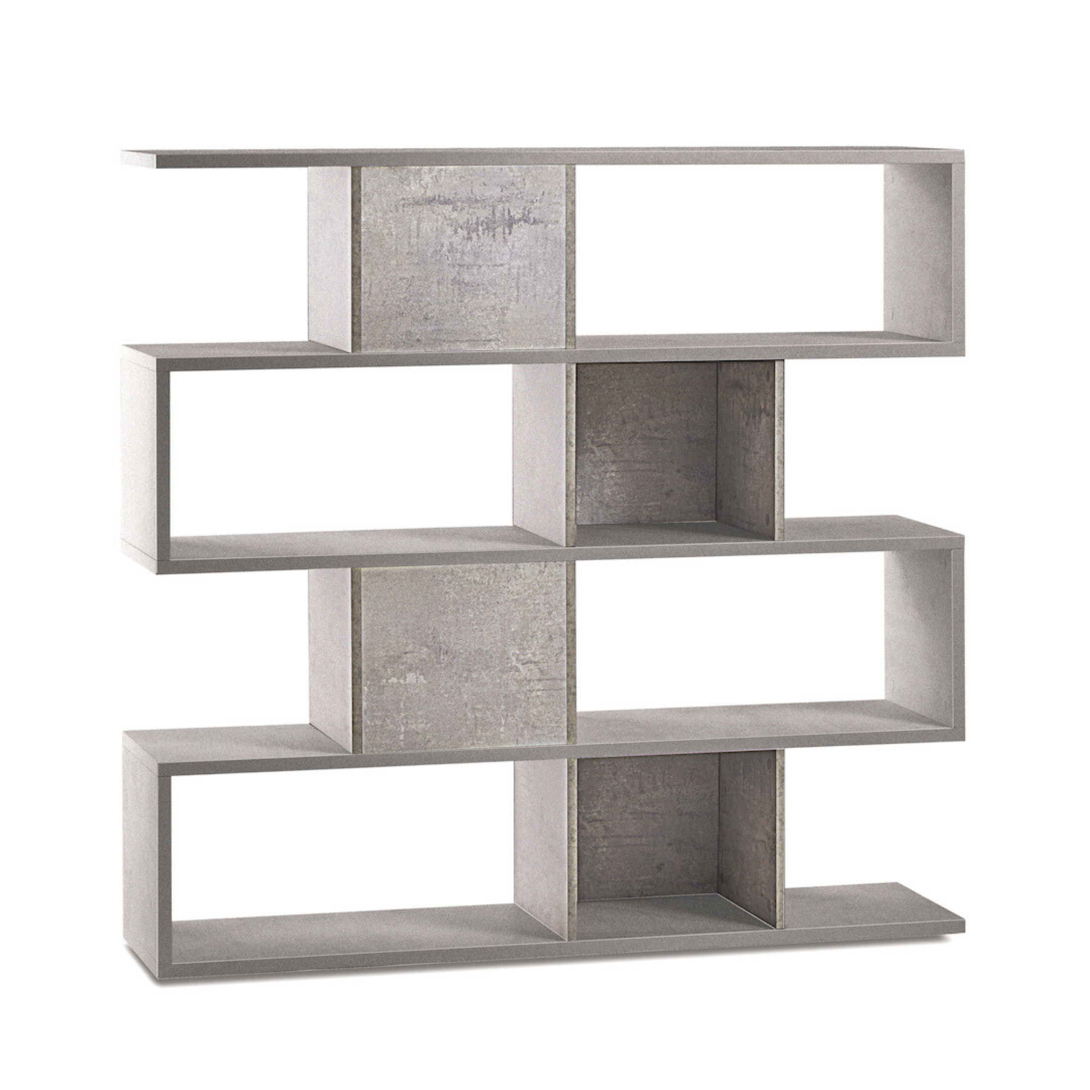 Libreria divisoria modulare "Riflessioni" in legno 4 piani moderna cm 150x38 144h