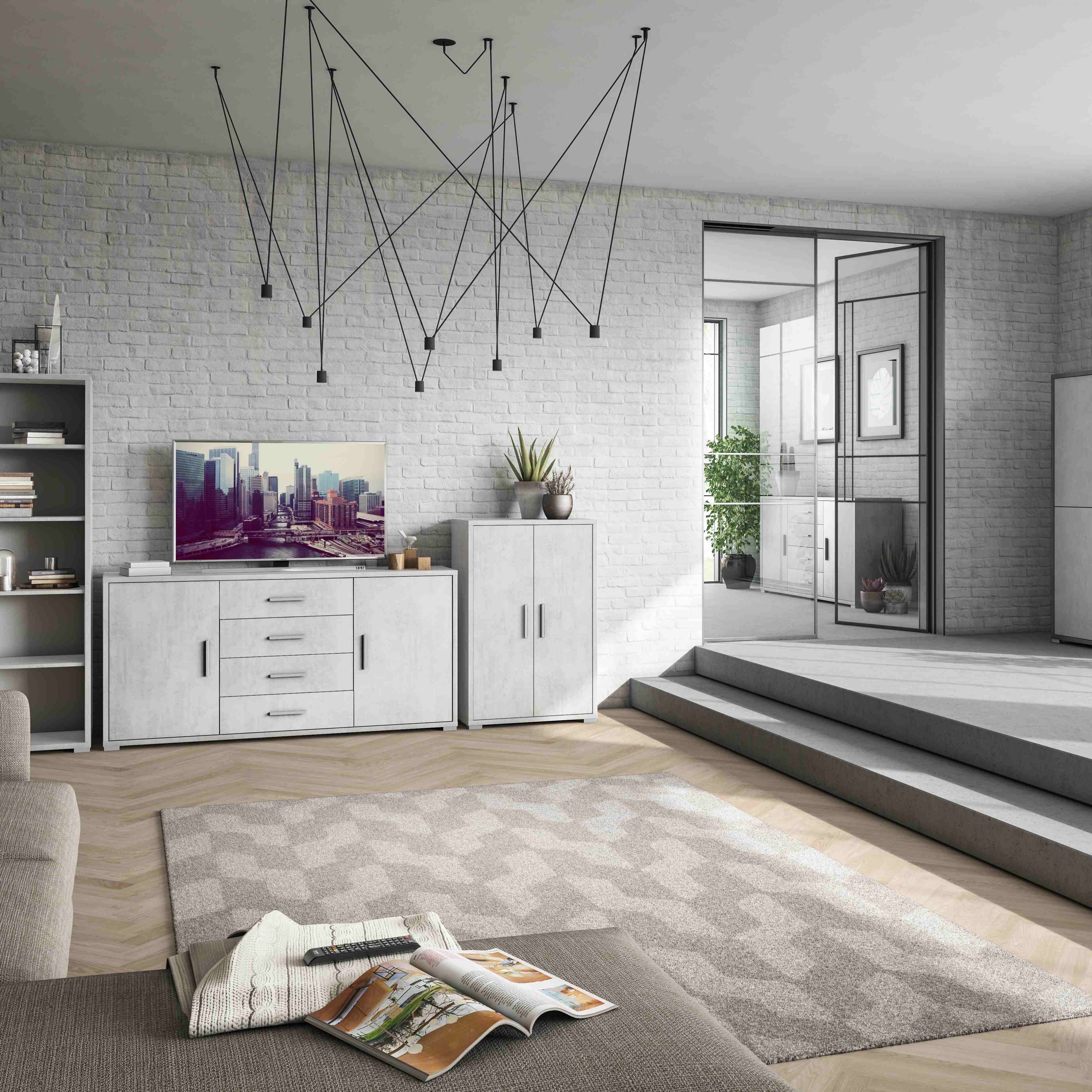 Mobile ingresso 2 ante 4 cassetti "Passage" in legno cm 174x41 84h