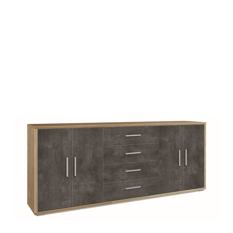 Mobile in legno "Roby" credenza con 4 ante e 4 cassetti cm 203x41 84h