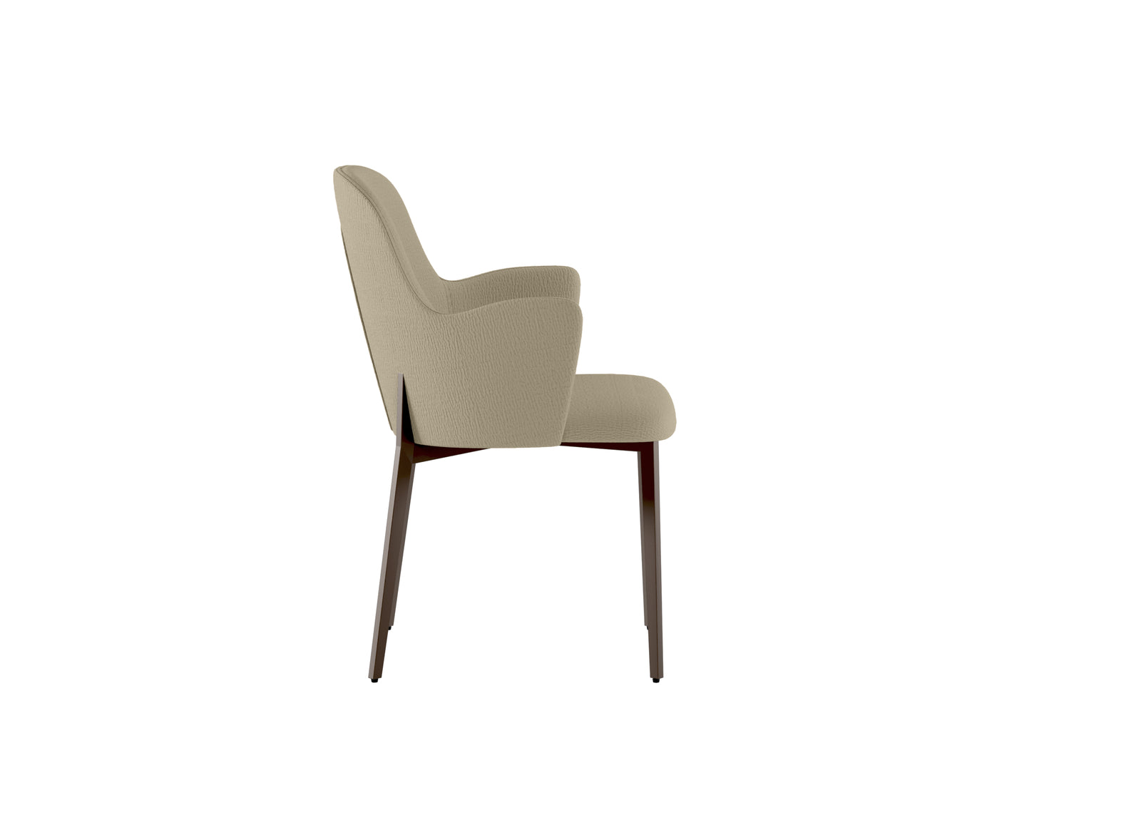 Set di 4 sedie in tessuto "Bloc" con braccioli e struttura in metallo verniciato bronzo