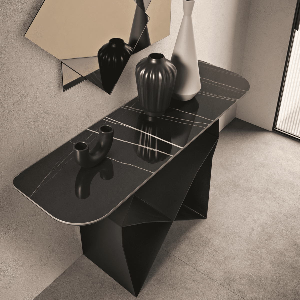 Consolle "Forma" con base in metallo verniciato cm 140x40 76h - MondoViro