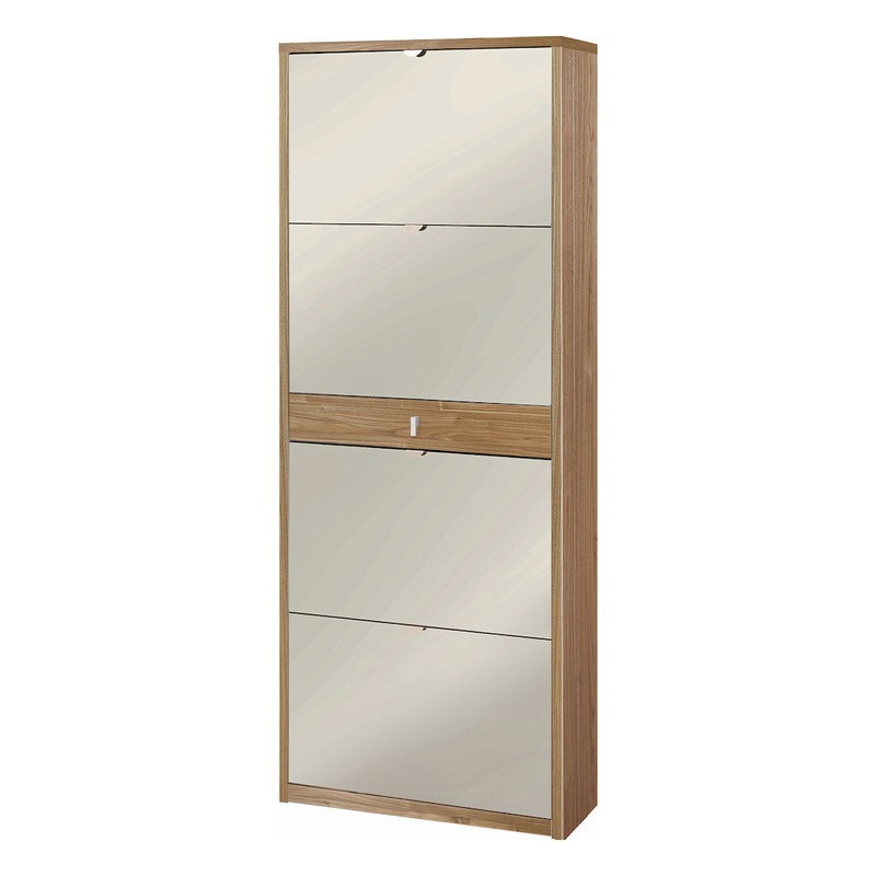 Scarpiera 4 ante specchio "Vittoria" 1 cassetto in legno cm 63x29 164h