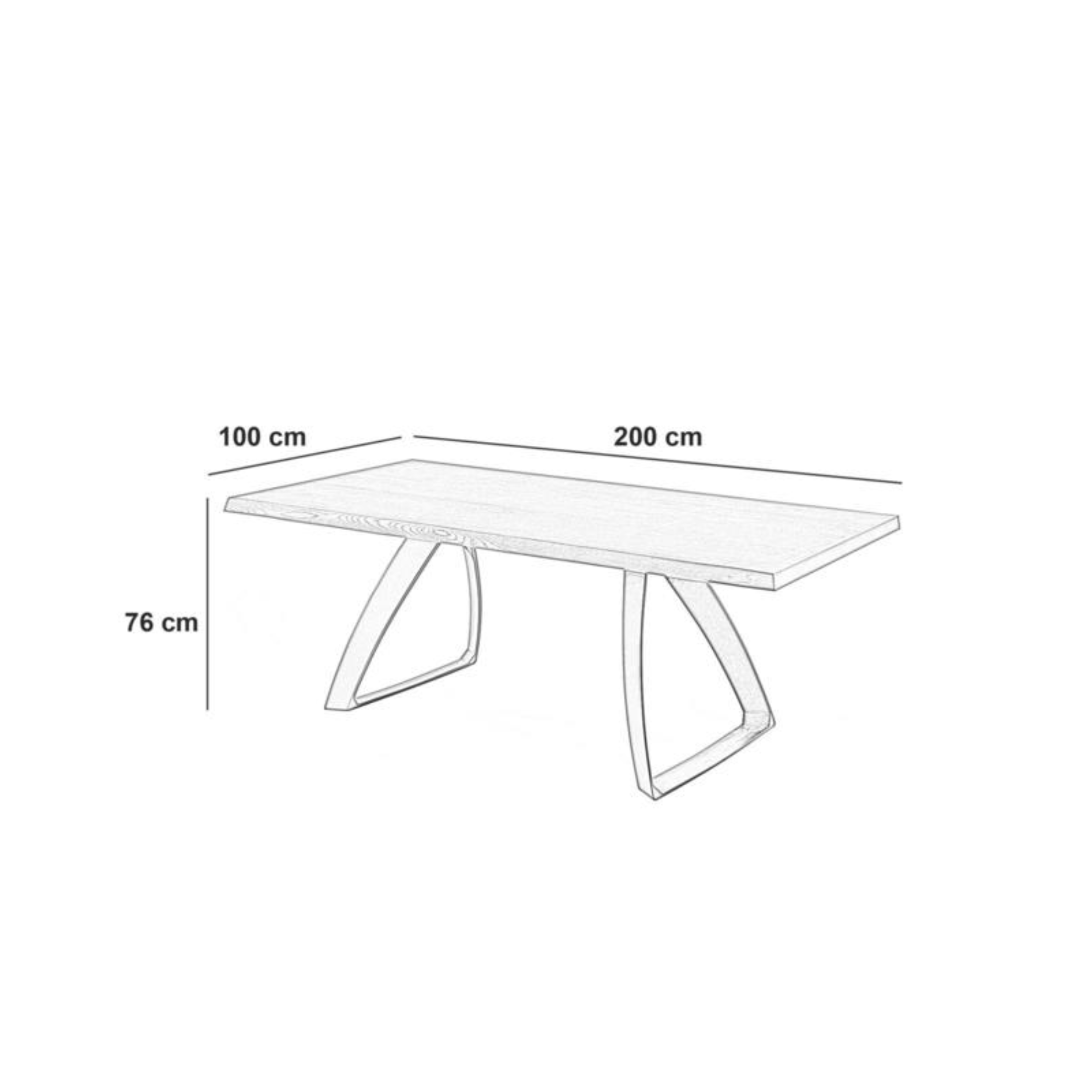 Tavolo fisso "Enzo" piano in legno e gambe in metallo cm 200x100 76h