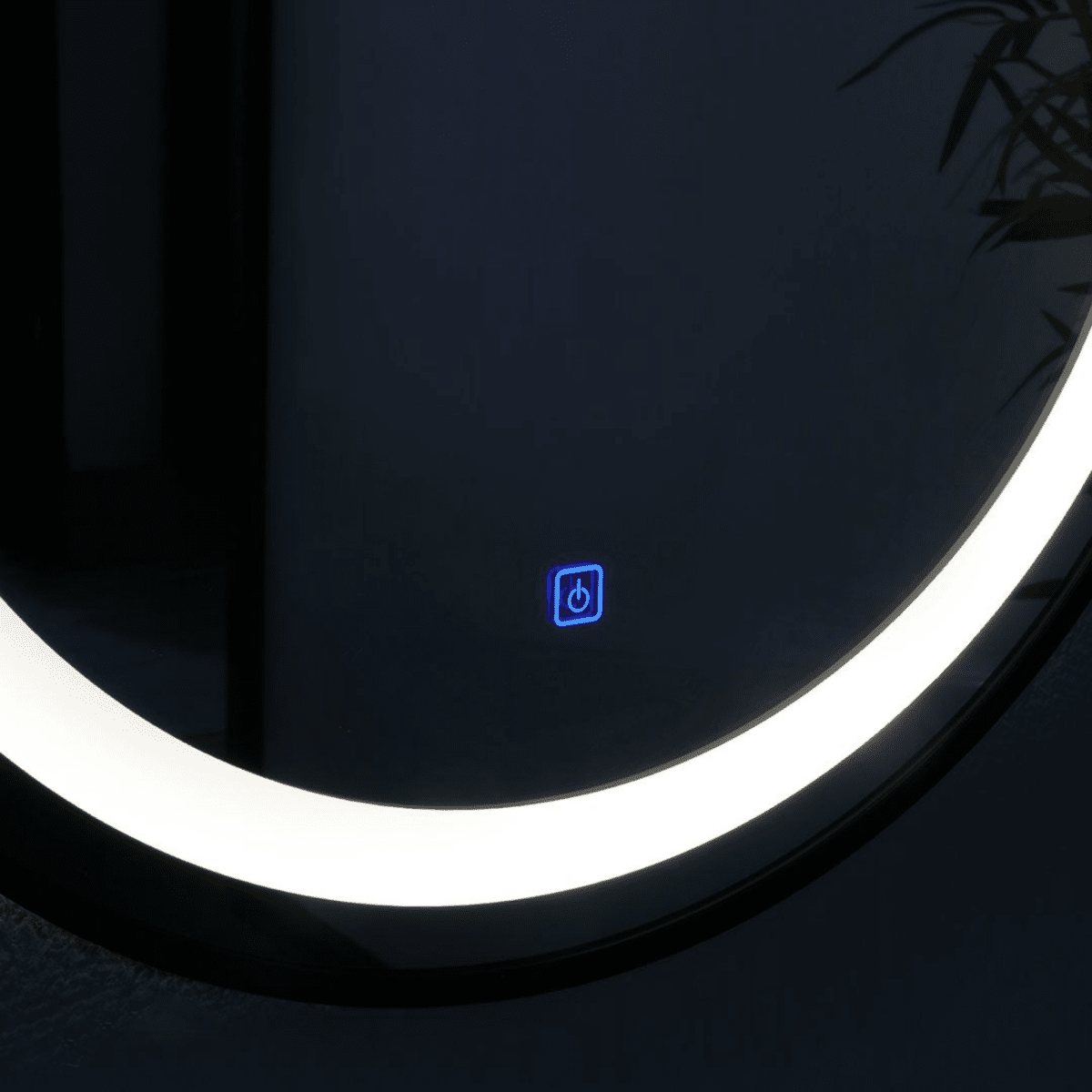 Mobile da bagno sospeso "Paros" 80 cm rovere fossile con lavabo tondo bianco e specchio - MondoViro