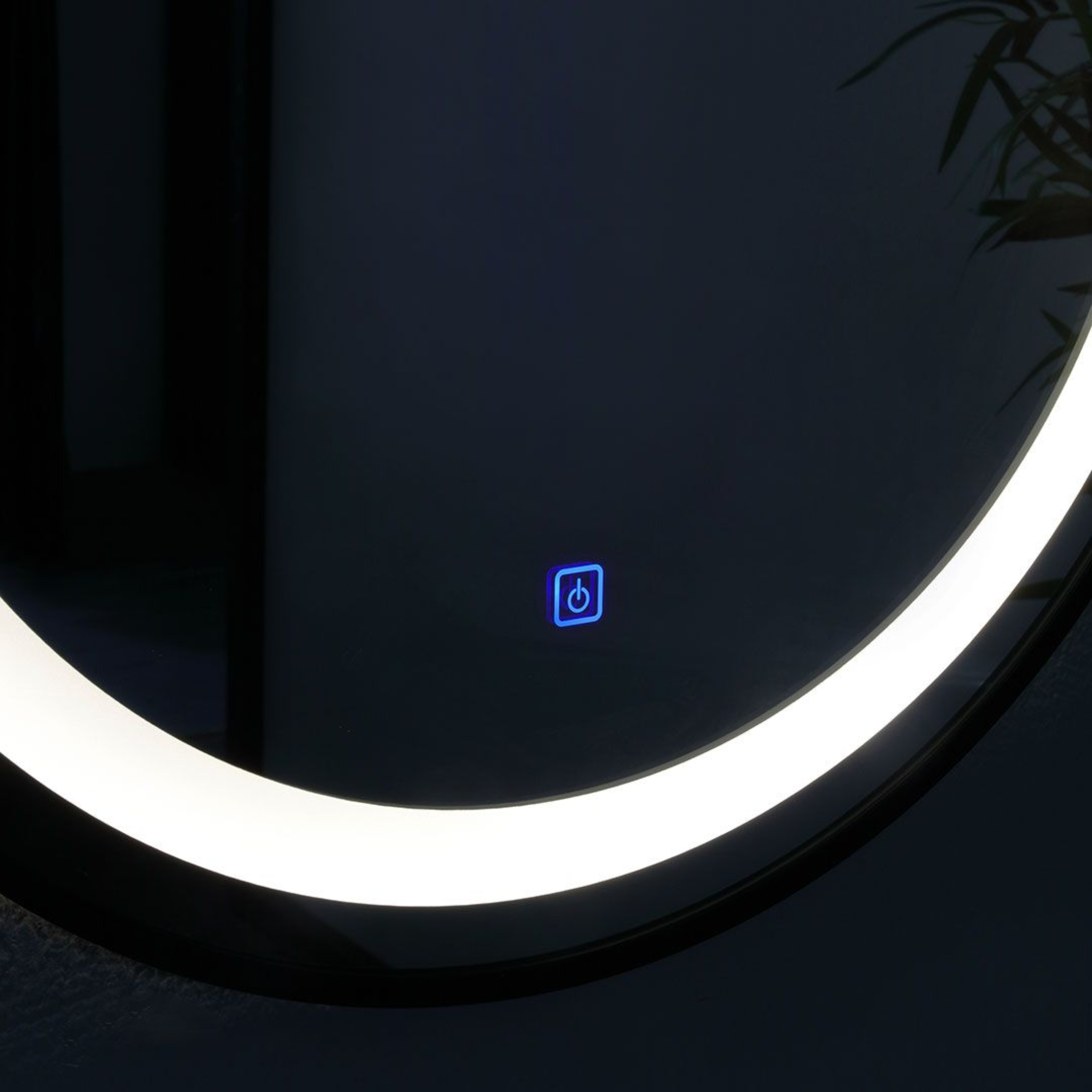 Mobile da bagno sospeso "Paros" 80 cm rovere fossile con lavabo tondo bianco e specchio