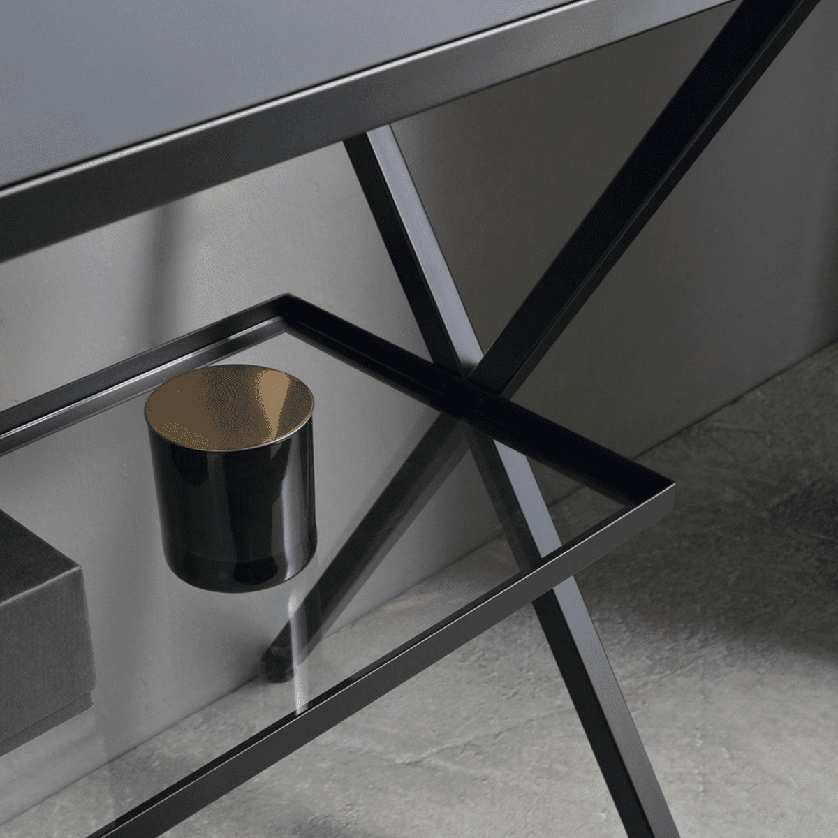 Mobile bagno a terra "Petra" moderno con specchio, lavabo e mensola in vetro 100 cm - MondoViro